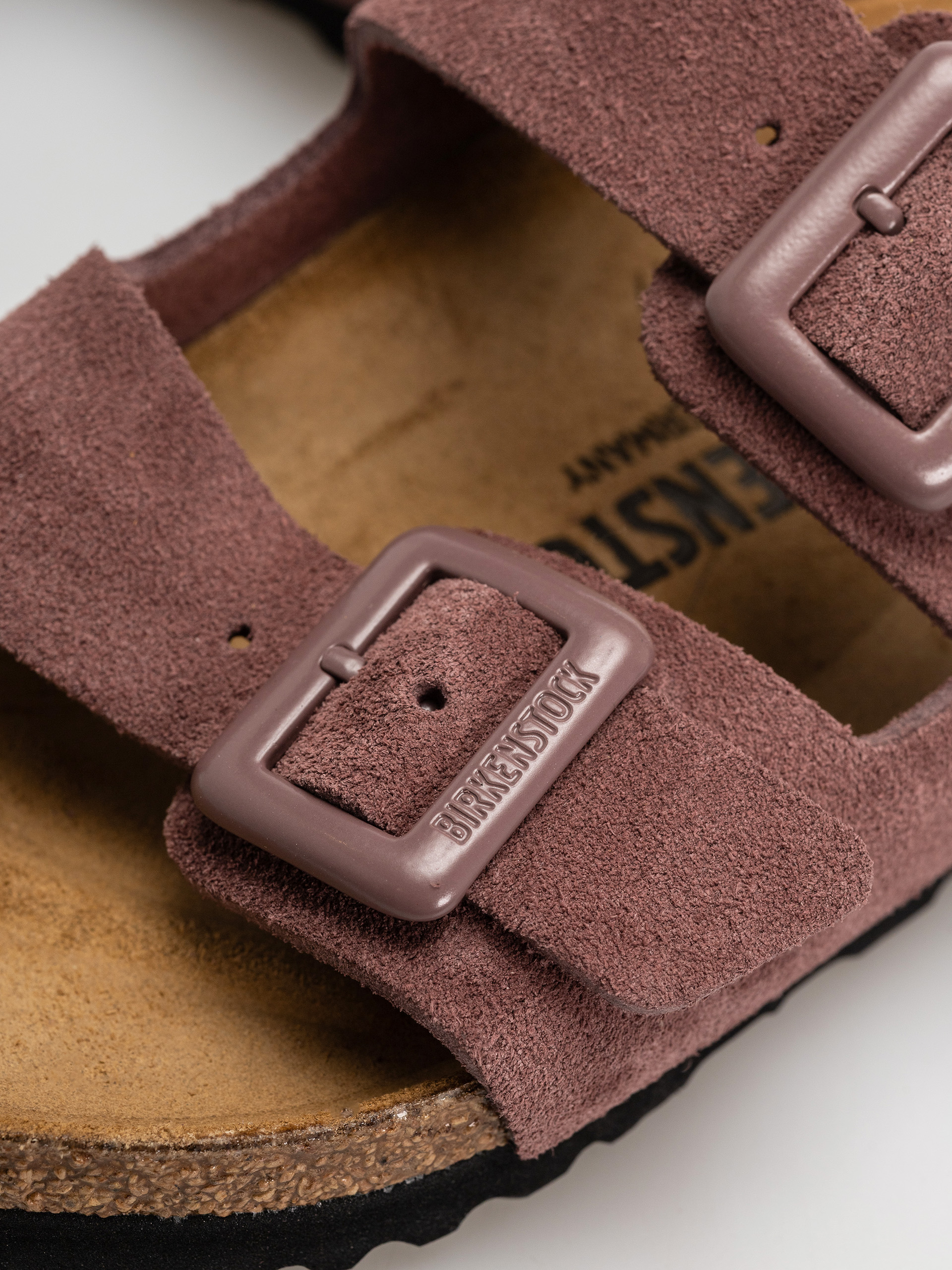 Birkenstock Flip Flops Arizona Suede Leather Cushion Buckle Narrow Wmn (pepper)