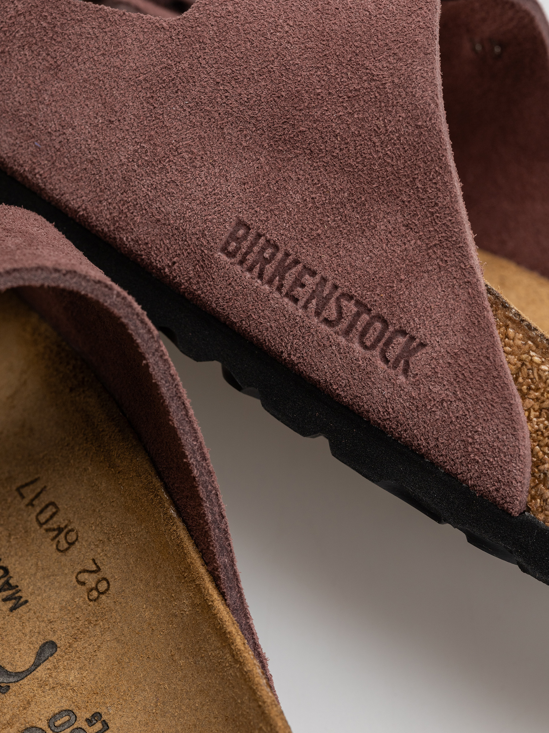 Birkenstock Flip Flops Arizona Suede Leather Cushion Buckle Narrow Wmn (pepper)