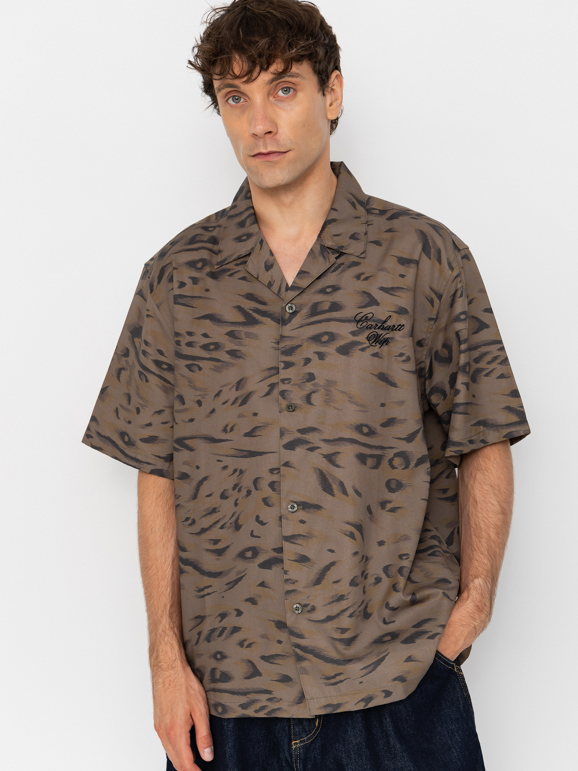 Carhartt WIP Hemd Travon (duck feather print cypress/black)
