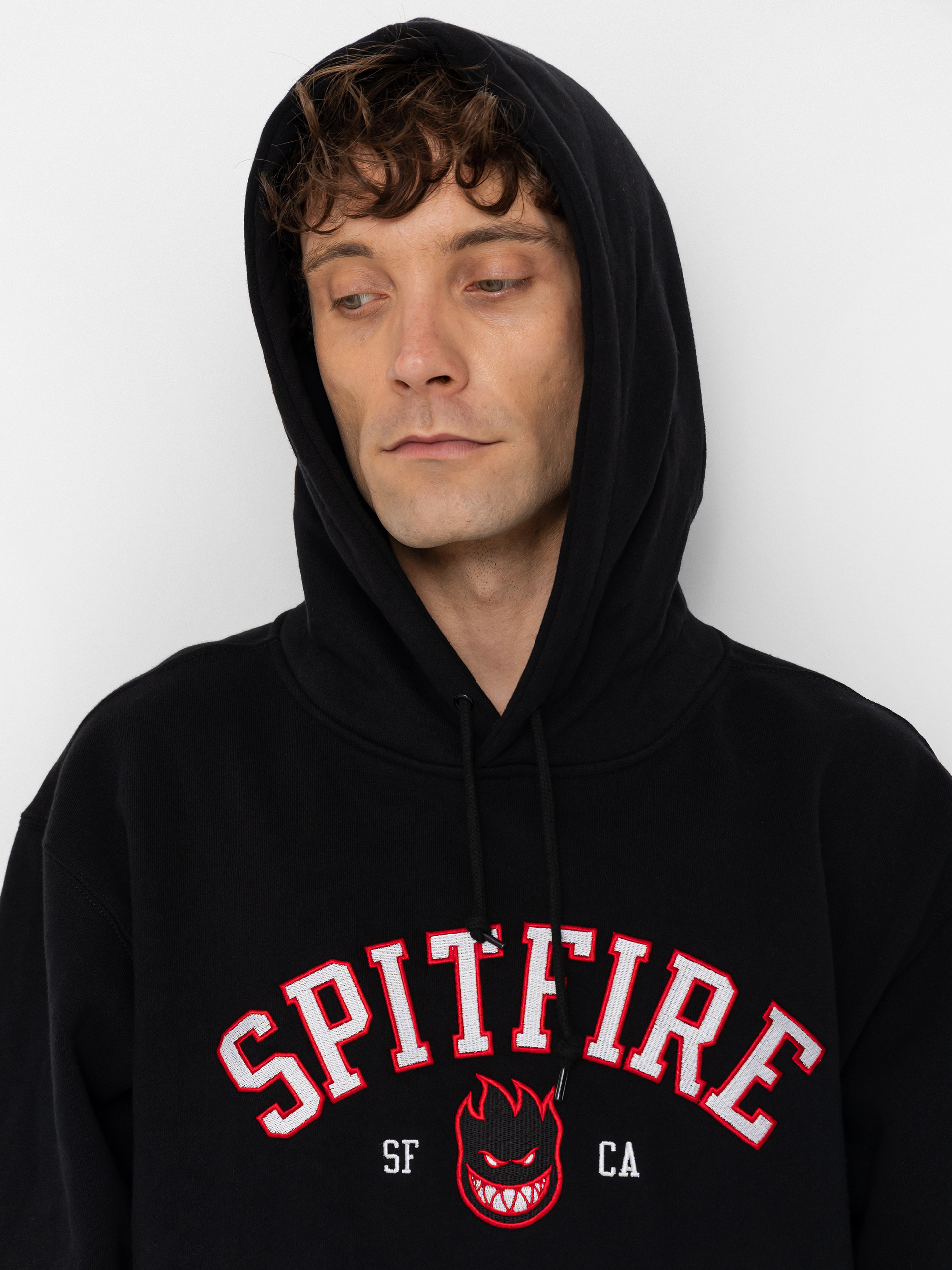 Spitfire Team Bighead HD Hoodie (black w/red white black embroidery)