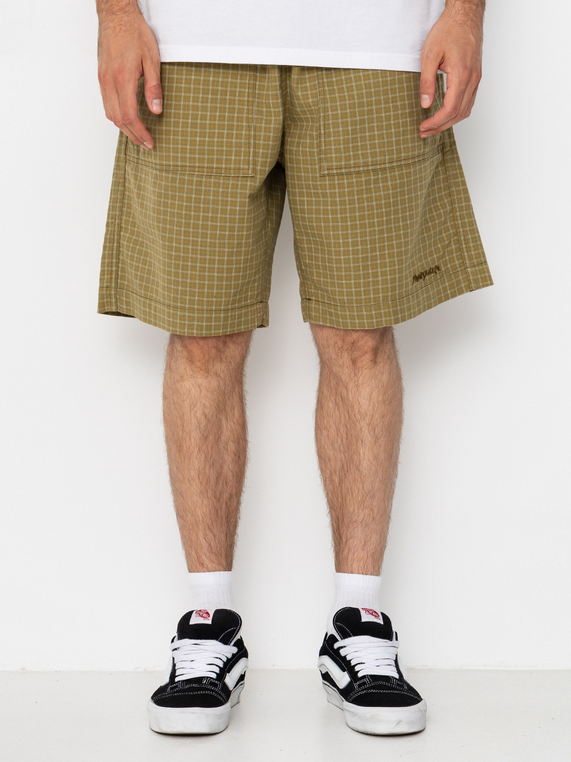 Polar Skate Hike Cotton Shorts (olive check)