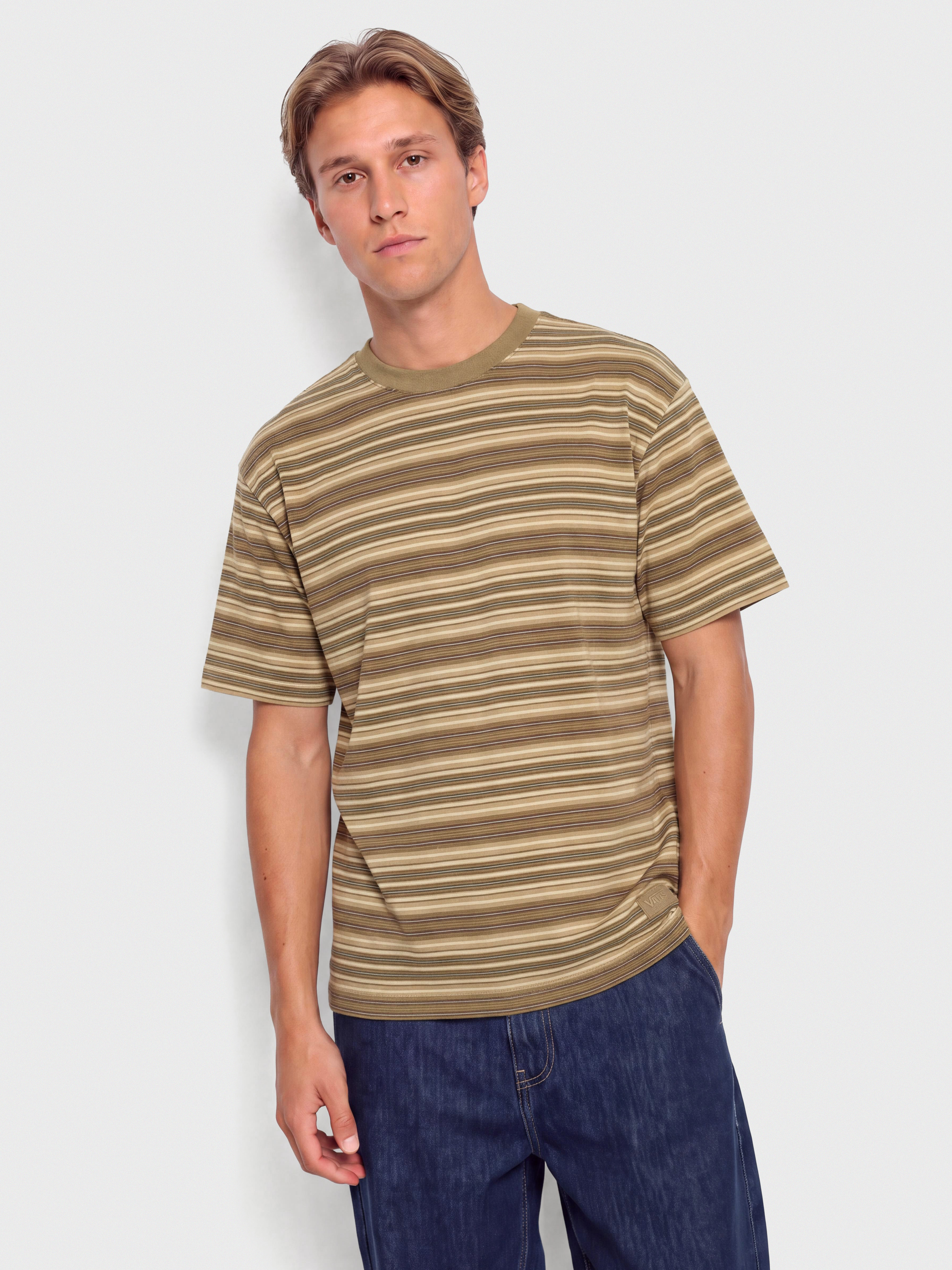 Vans Stripe Ringer Loose T-Shirt (olive brown)