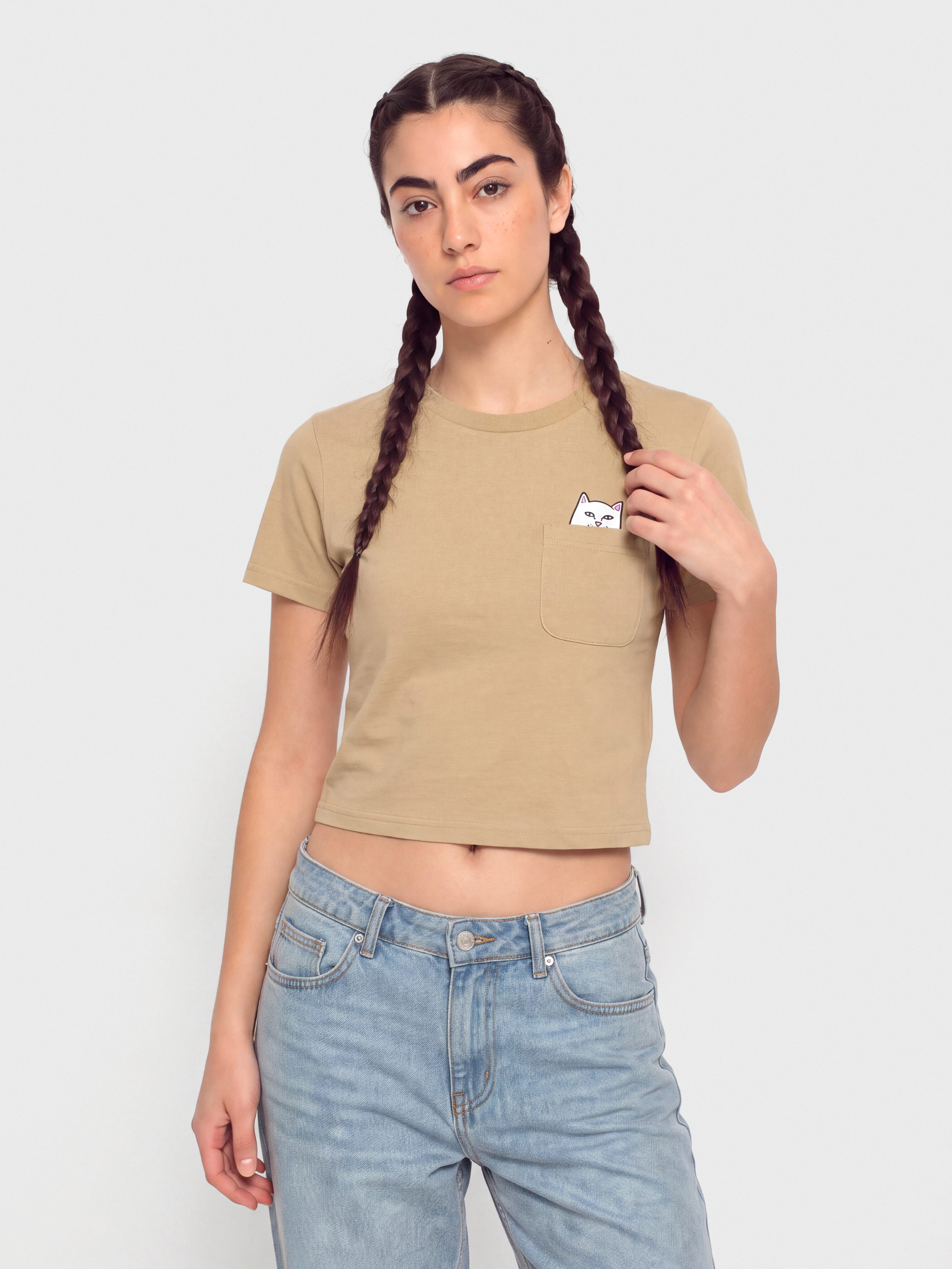 RipNDip Lord Nermal Cropped Pocket T-Shirt (tan)