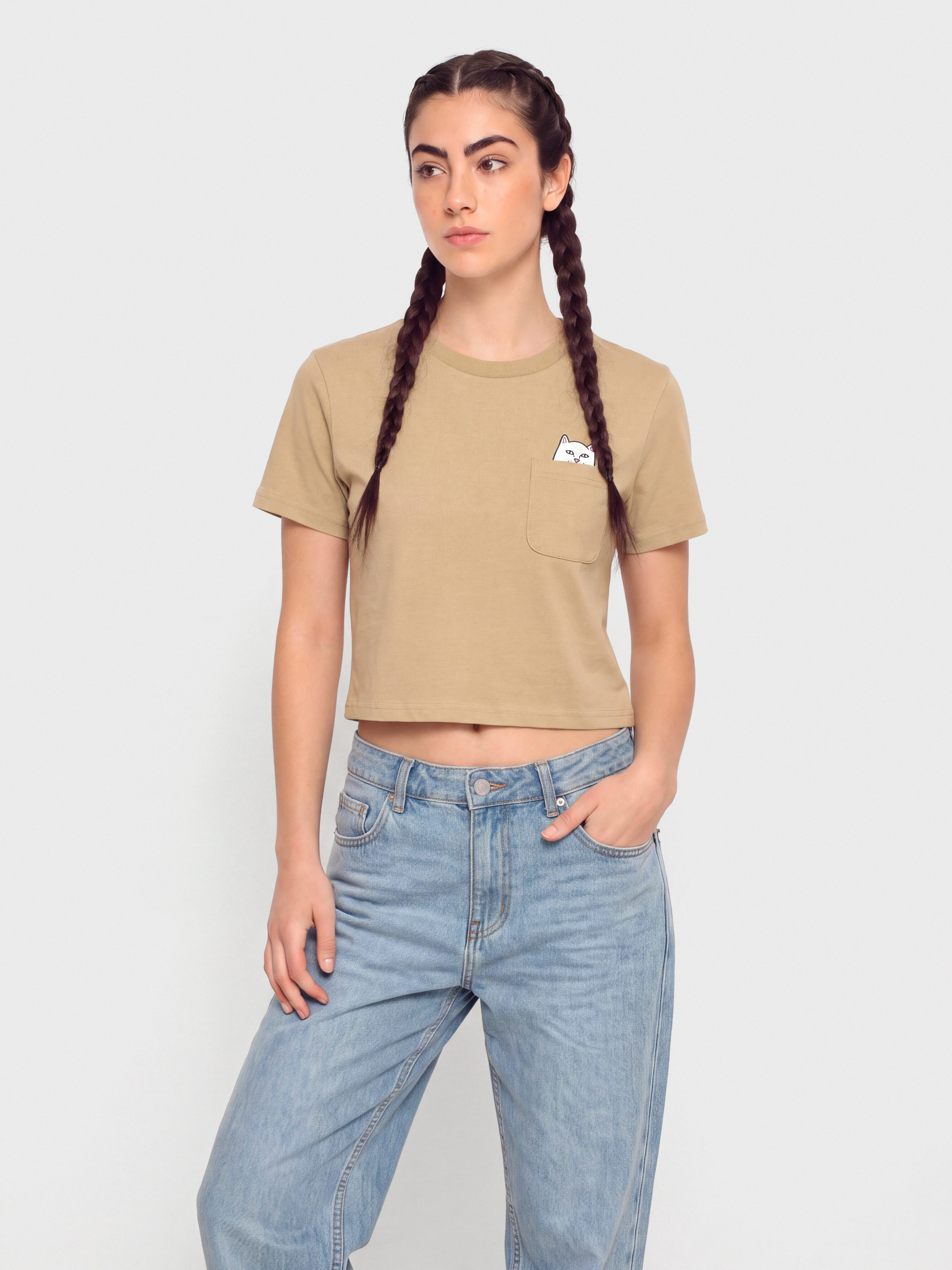RipNDip Lord Nermal Cropped Pocket T-Shirt (tan)