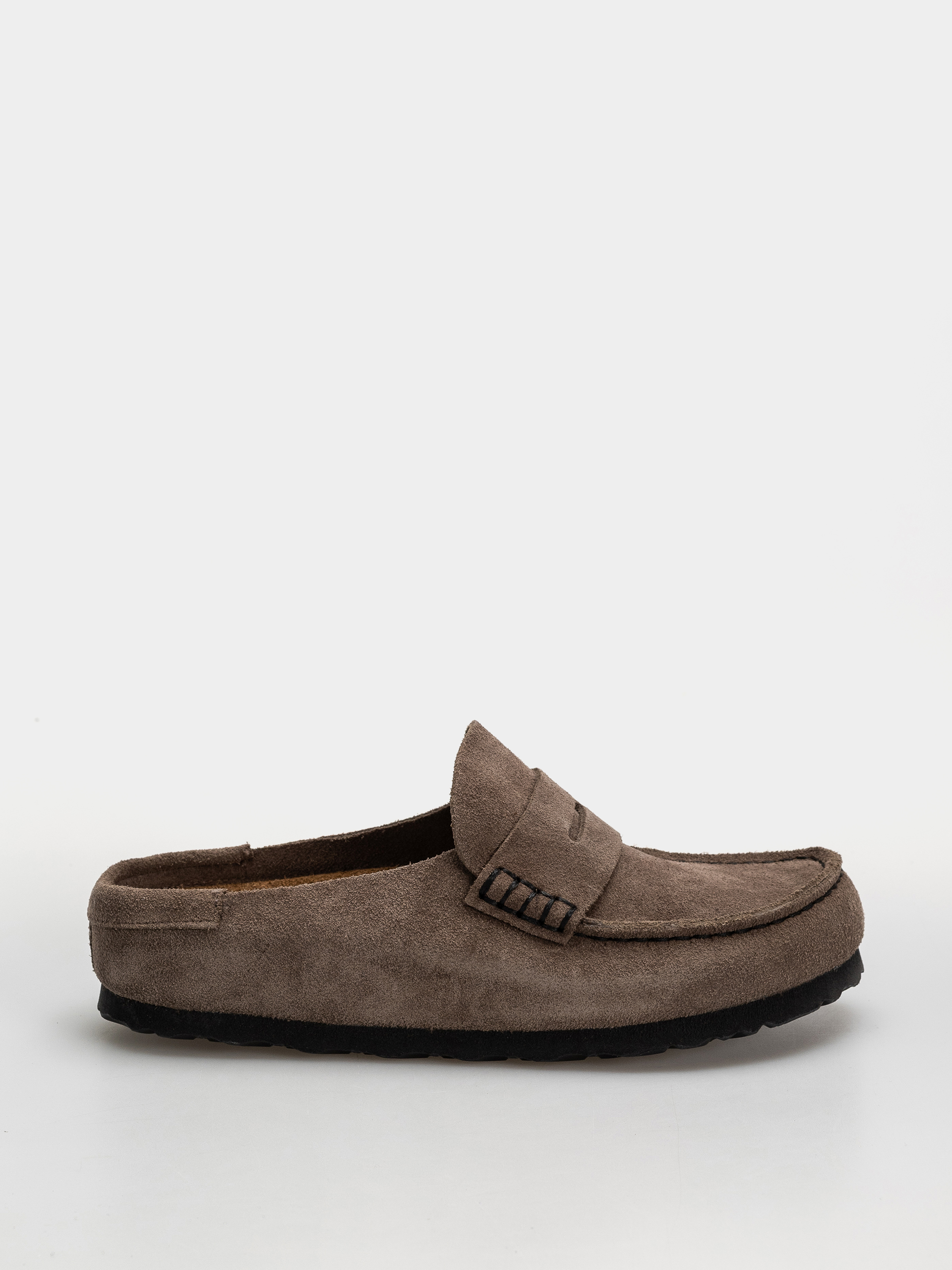 Birkenstock Naples Wrapped Suede Leather Narrow Flip-flops (concrete gray)
