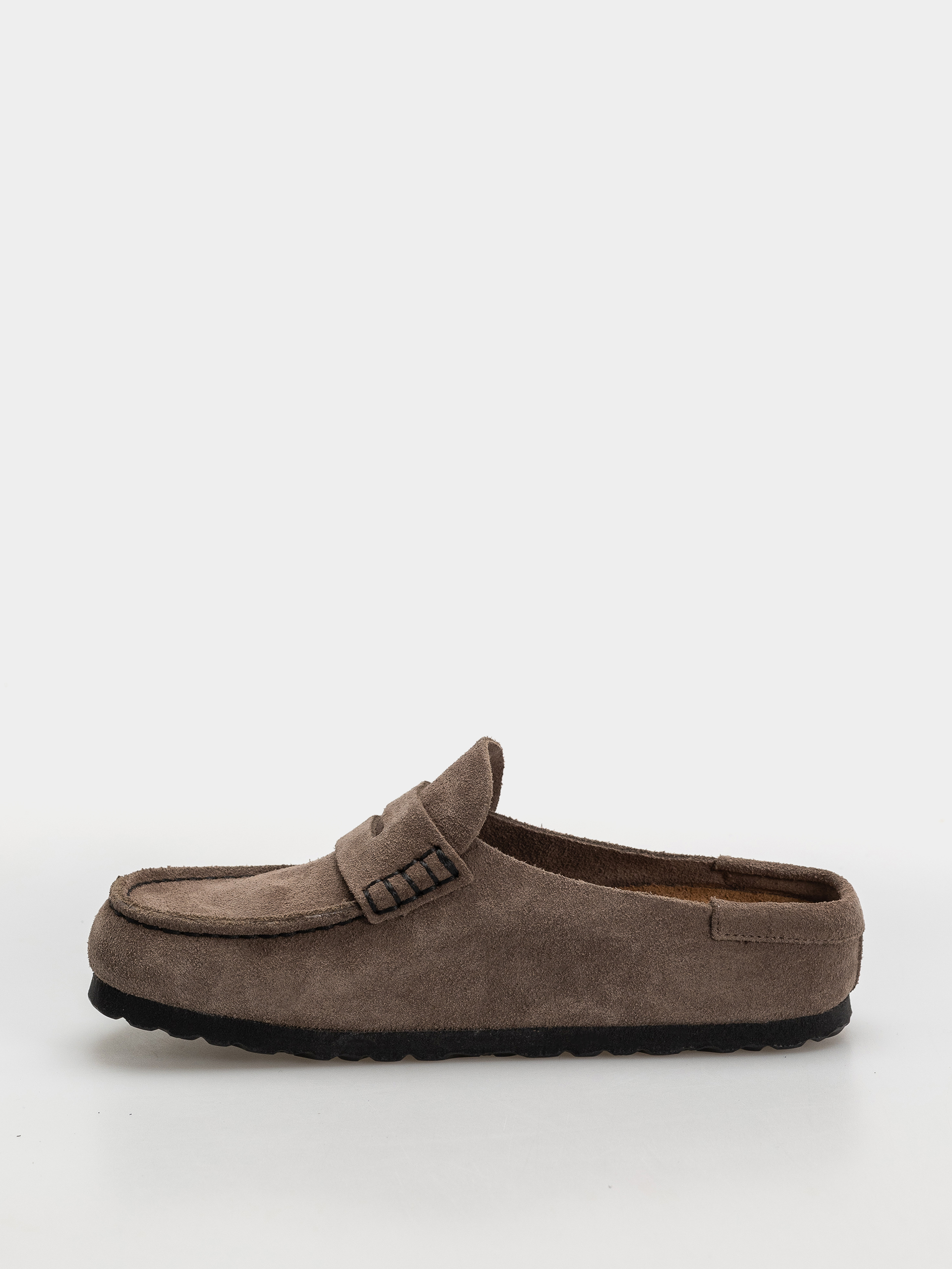Birkenstock Naples Wrapped Suede Leather Narrow Flip-flops (concrete gray)