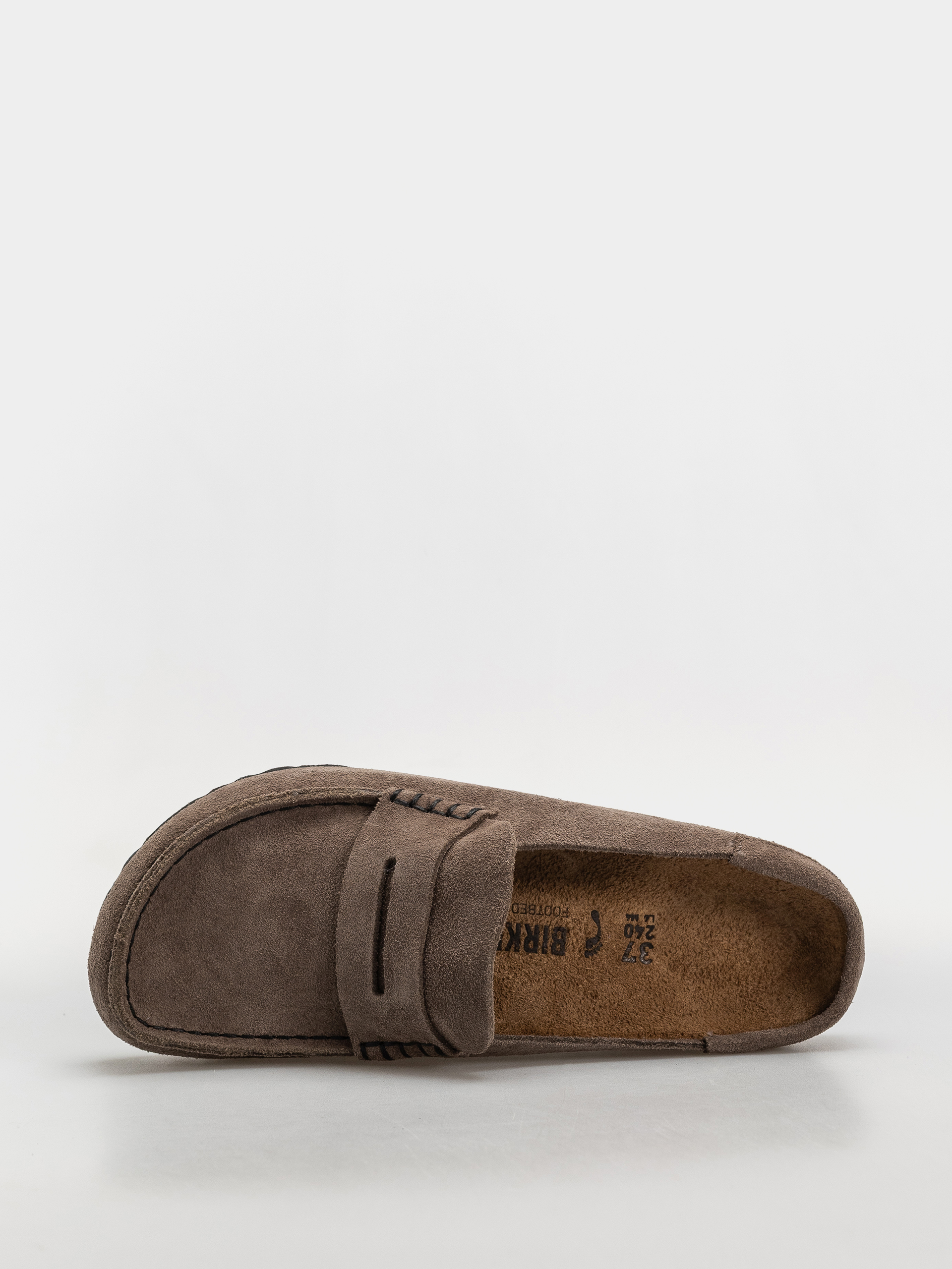 Birkenstock Naples Wrapped Suede Leather Narrow Flip Flops (concrete gray)