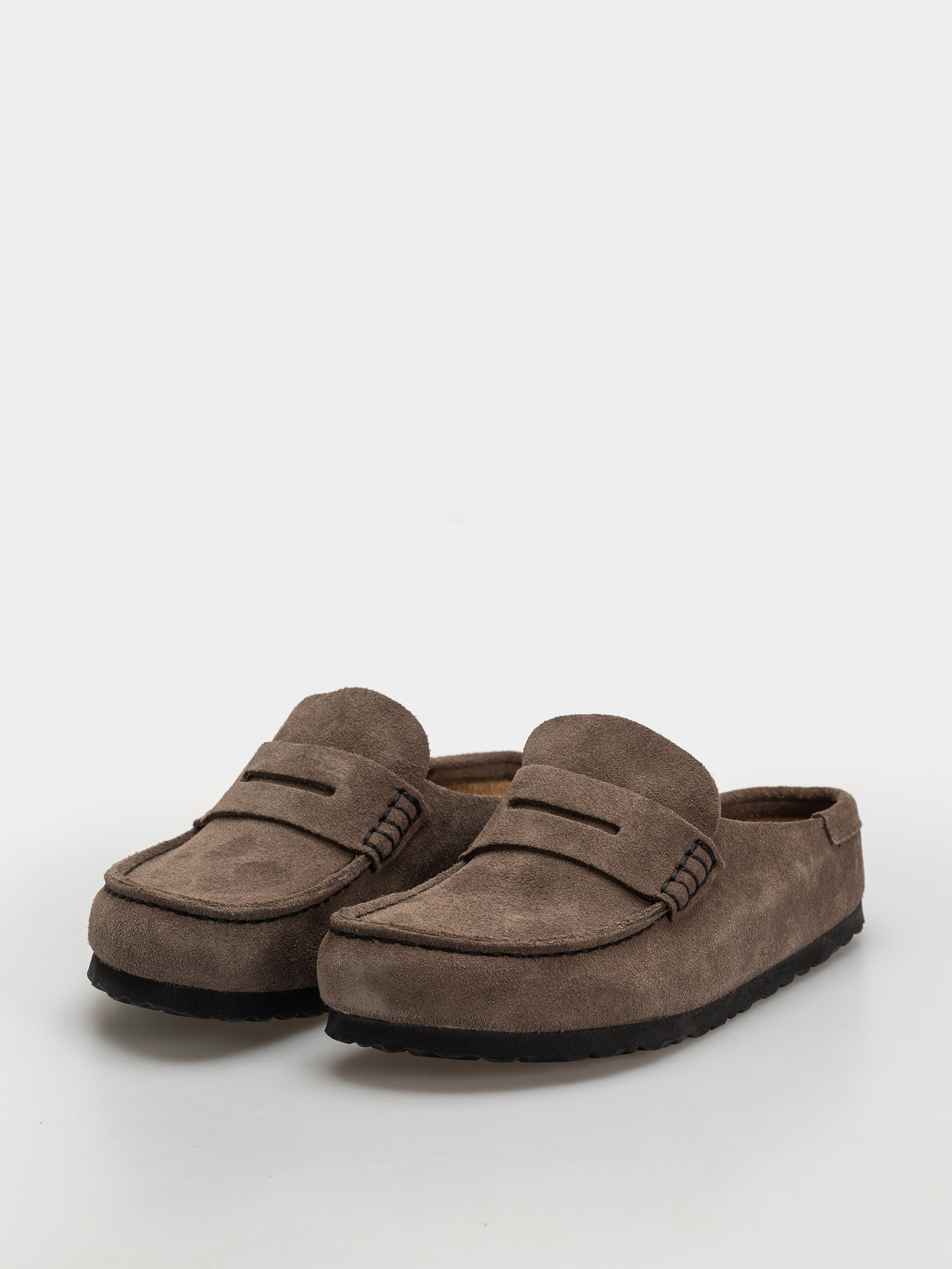 Birkenstock Naples Wrapped Suede Leather Narrow Flip-flops (concrete gray)