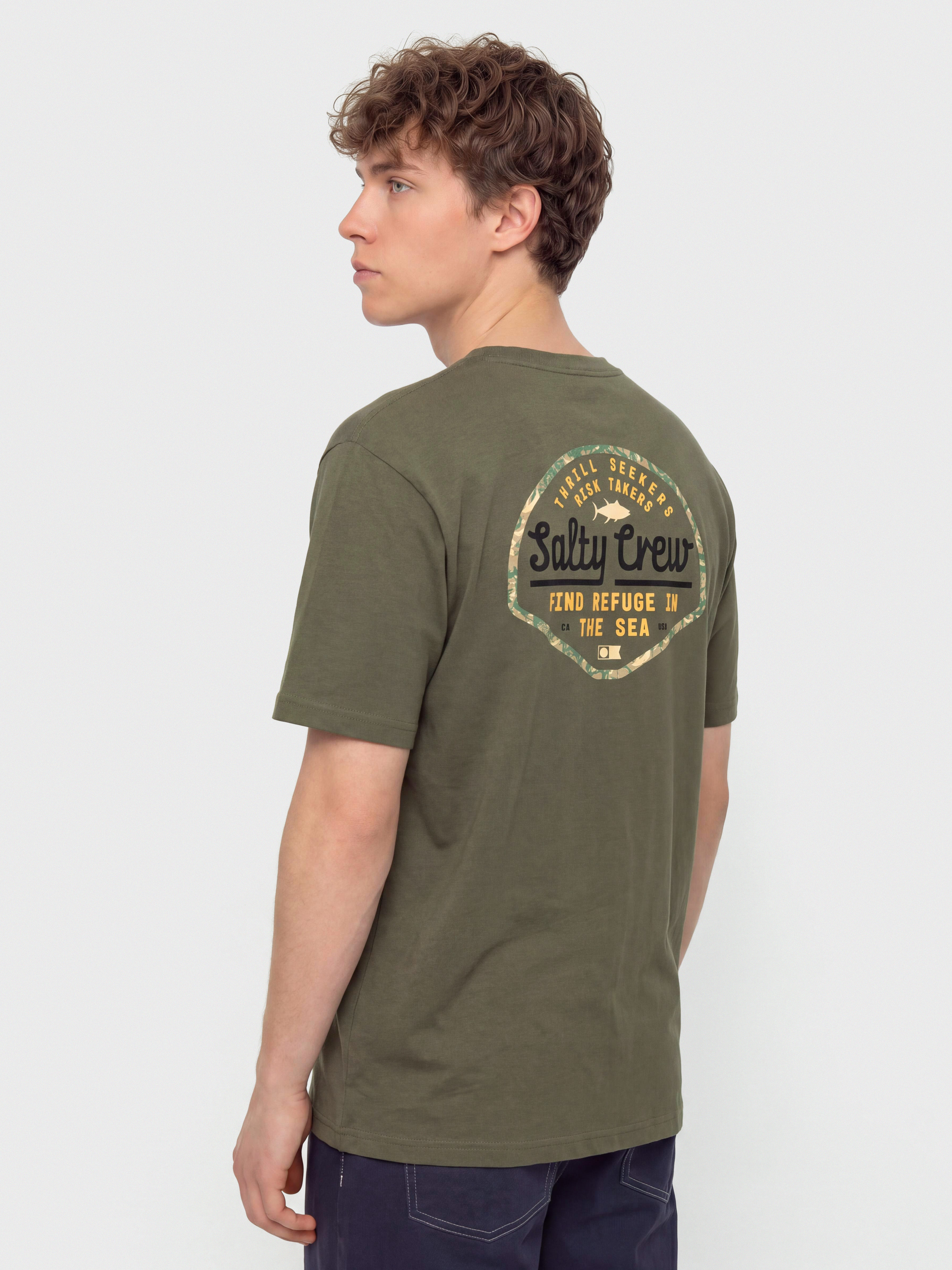 Salty Crew T-Shirt Border Fill Classic (dusty olive)