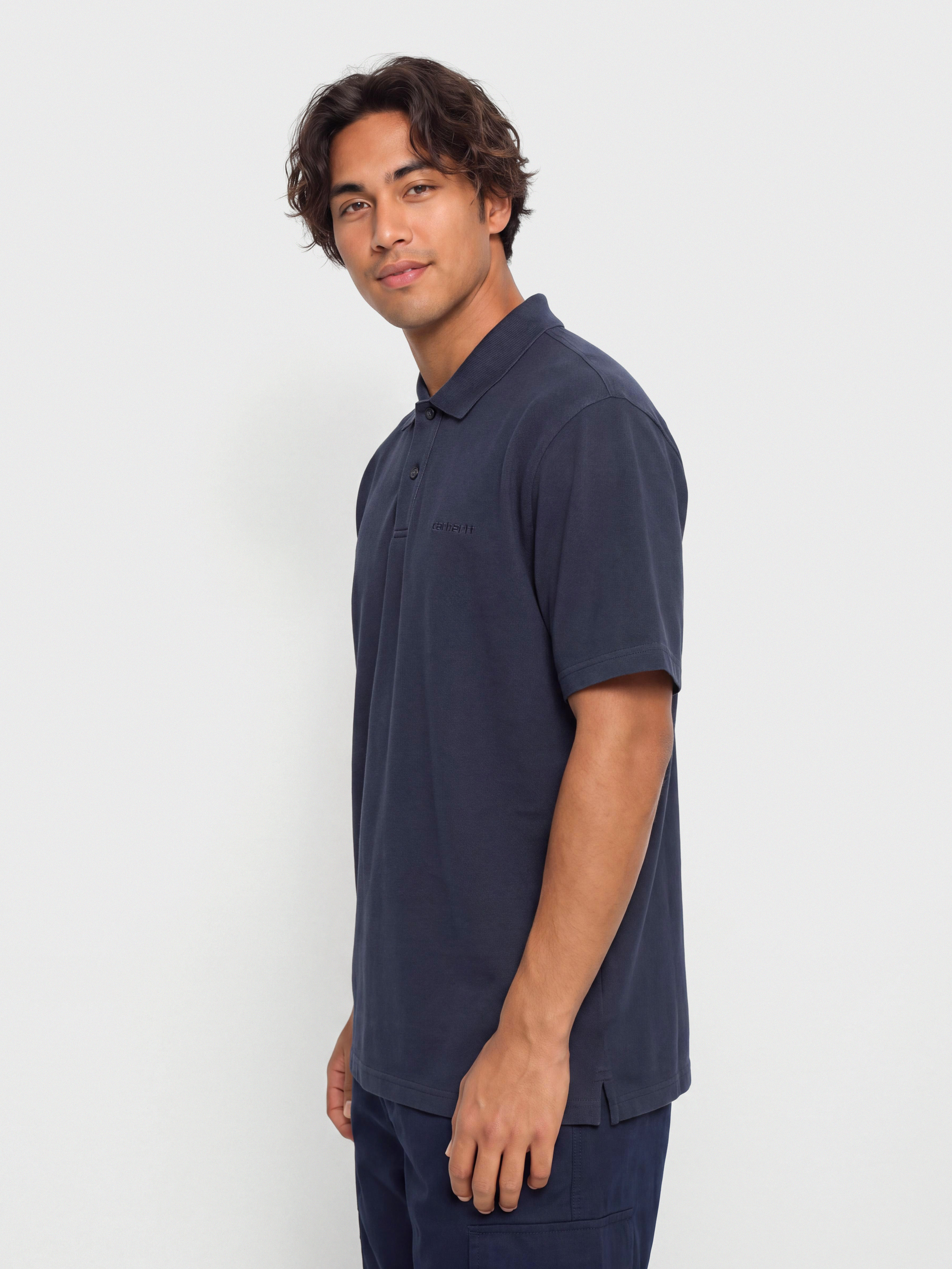 Carhartt WIP Wayne Polo T-Shirt (dark navy/garment dyed)