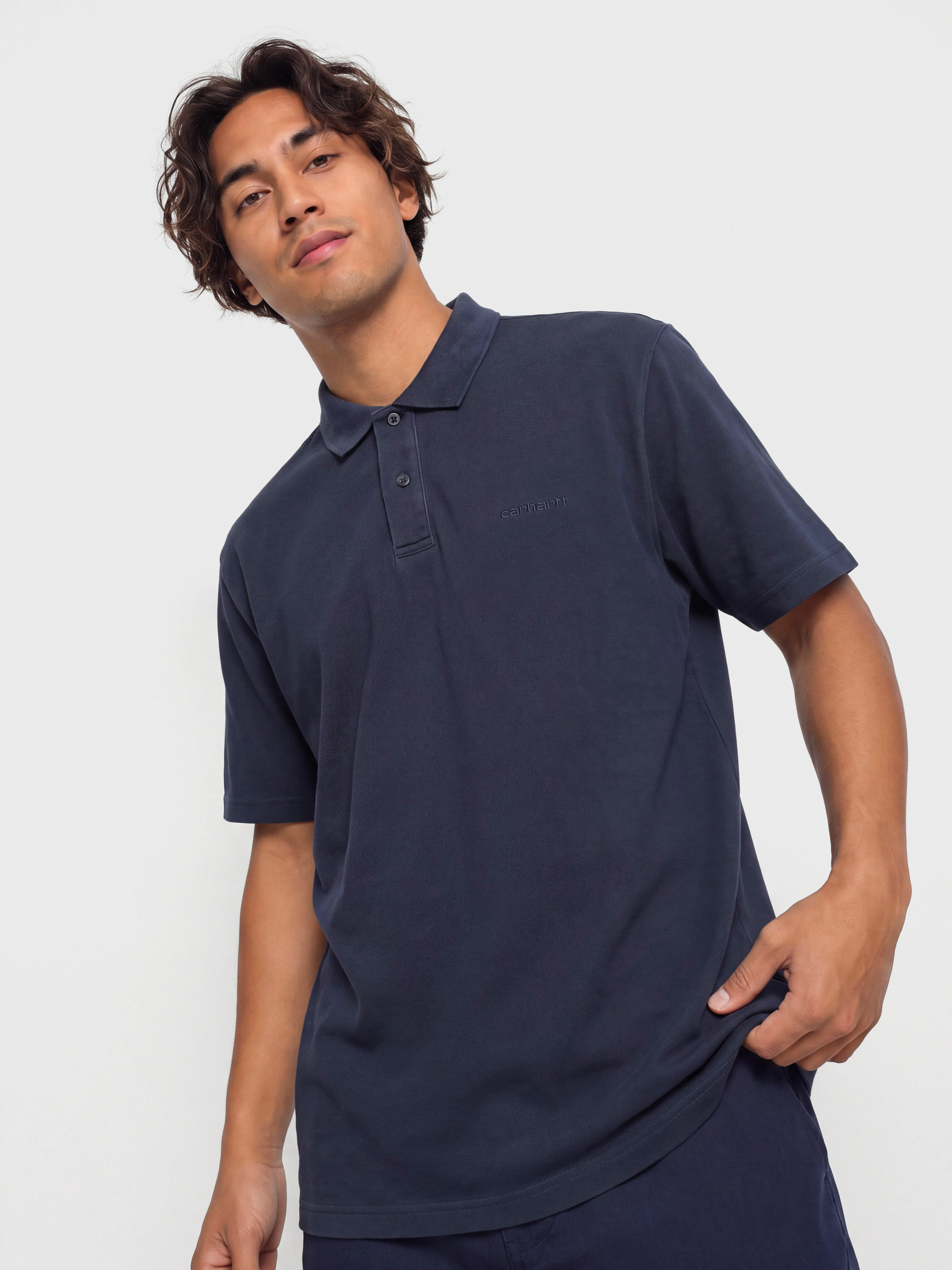 Carhartt WIP Wayne Polo T-Shirt (dark navy/garment dyed)