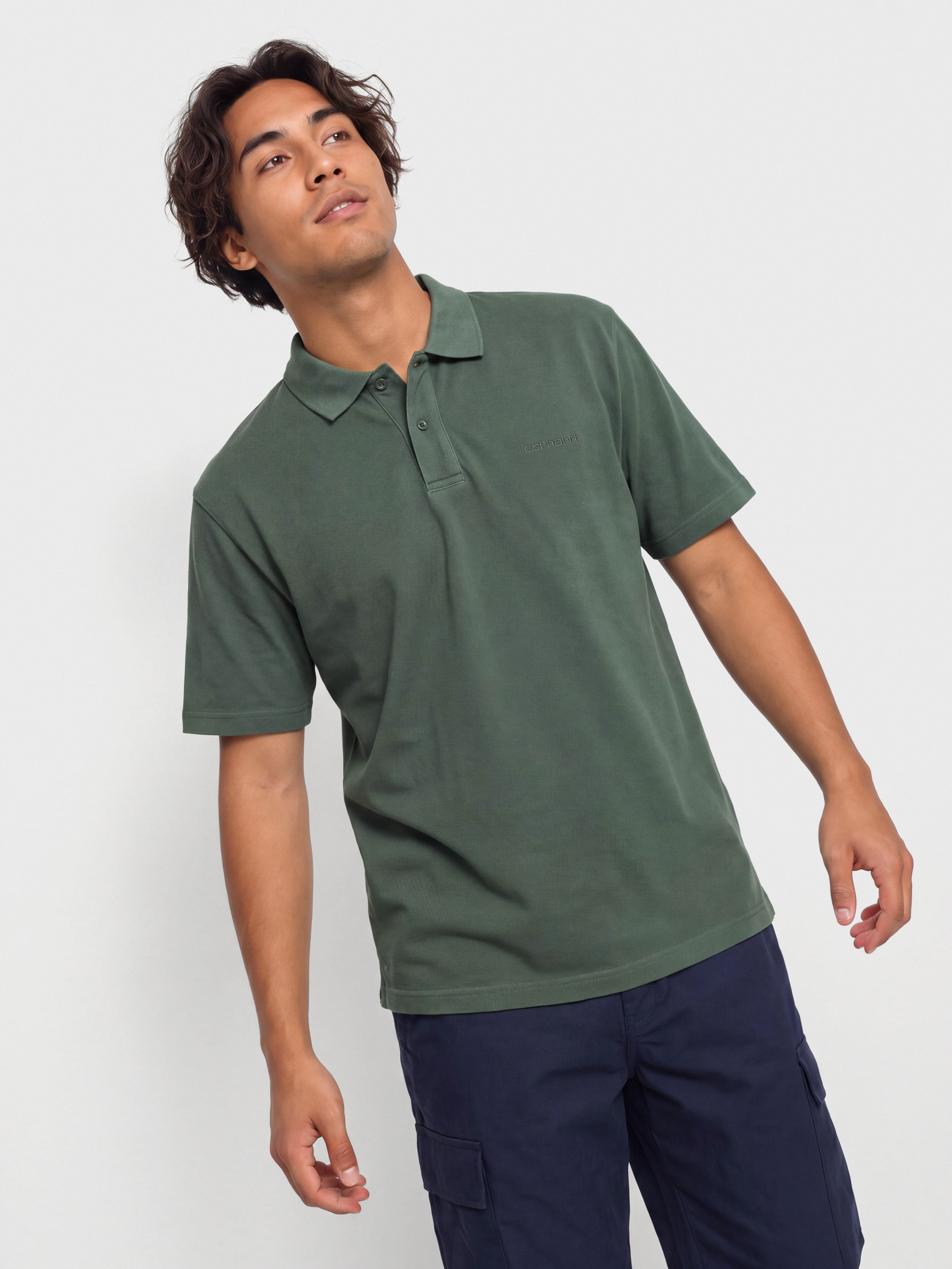 Carhartt WIP Wayne Polo T-Shirt (dark scarab/garment dyed)