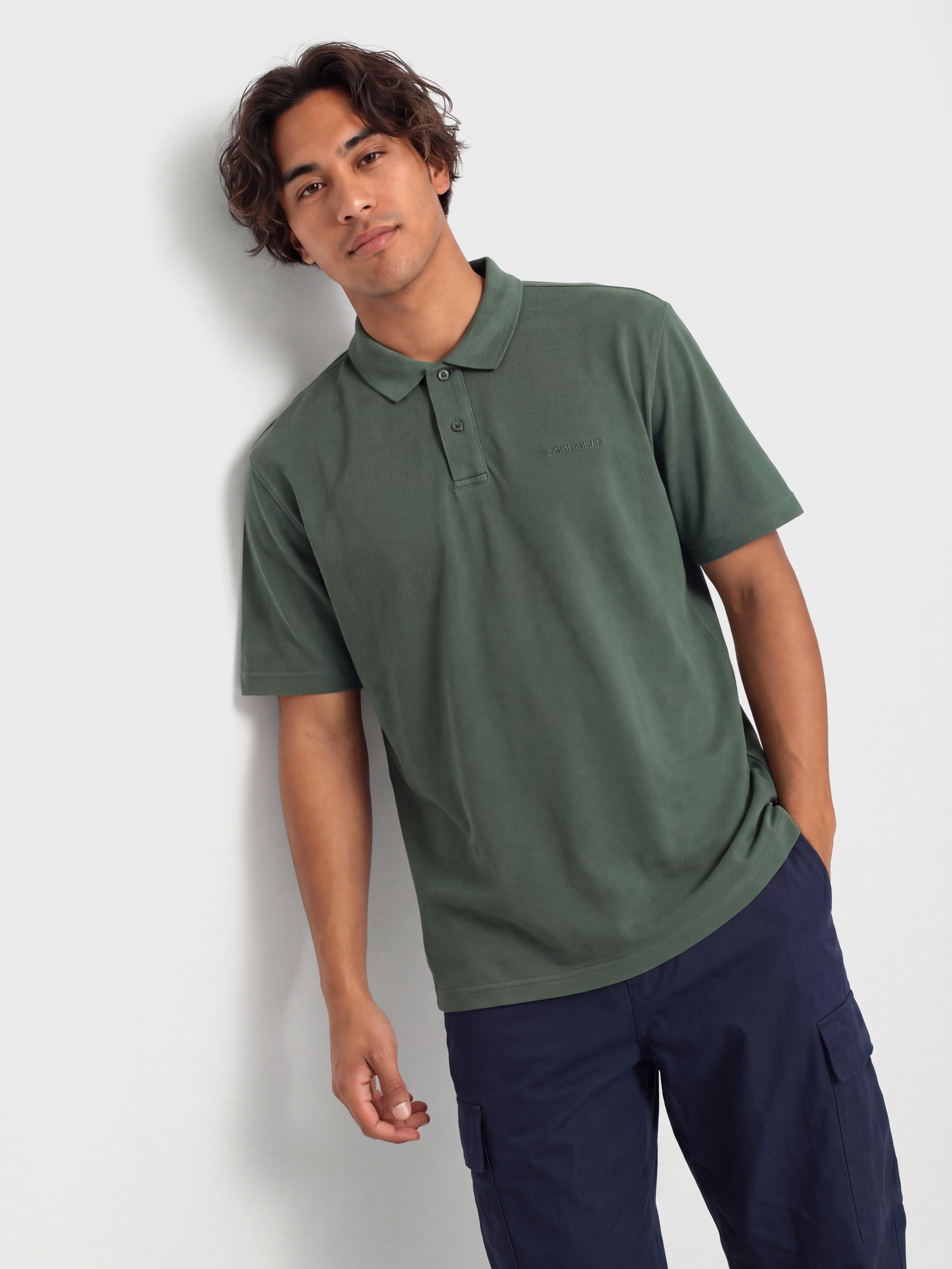 Carhartt WIP Wayne Polo T-Shirt (dark scarab/garment dyed)