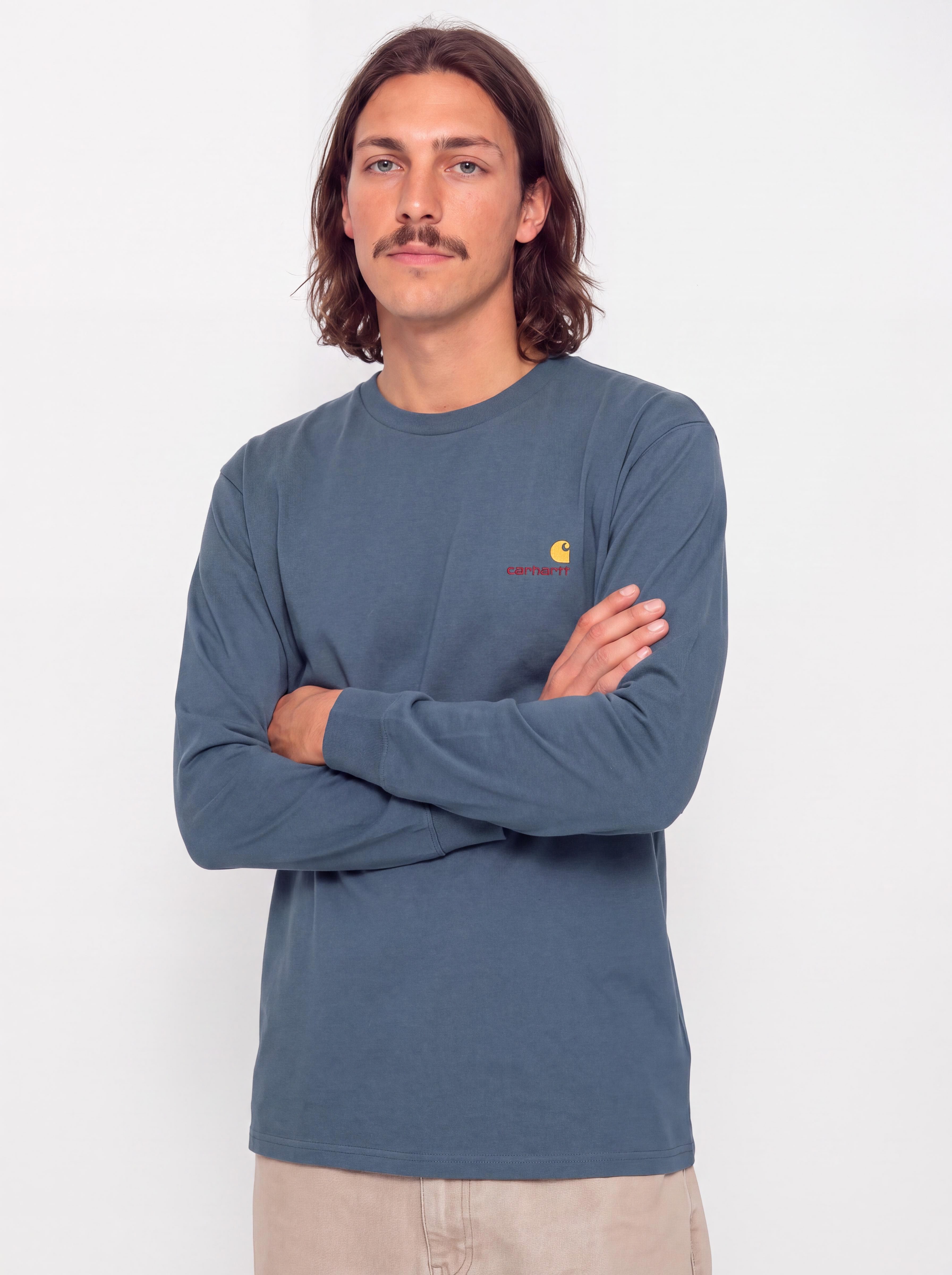 Carhartt WIP Longsleeve American Script (office blue)