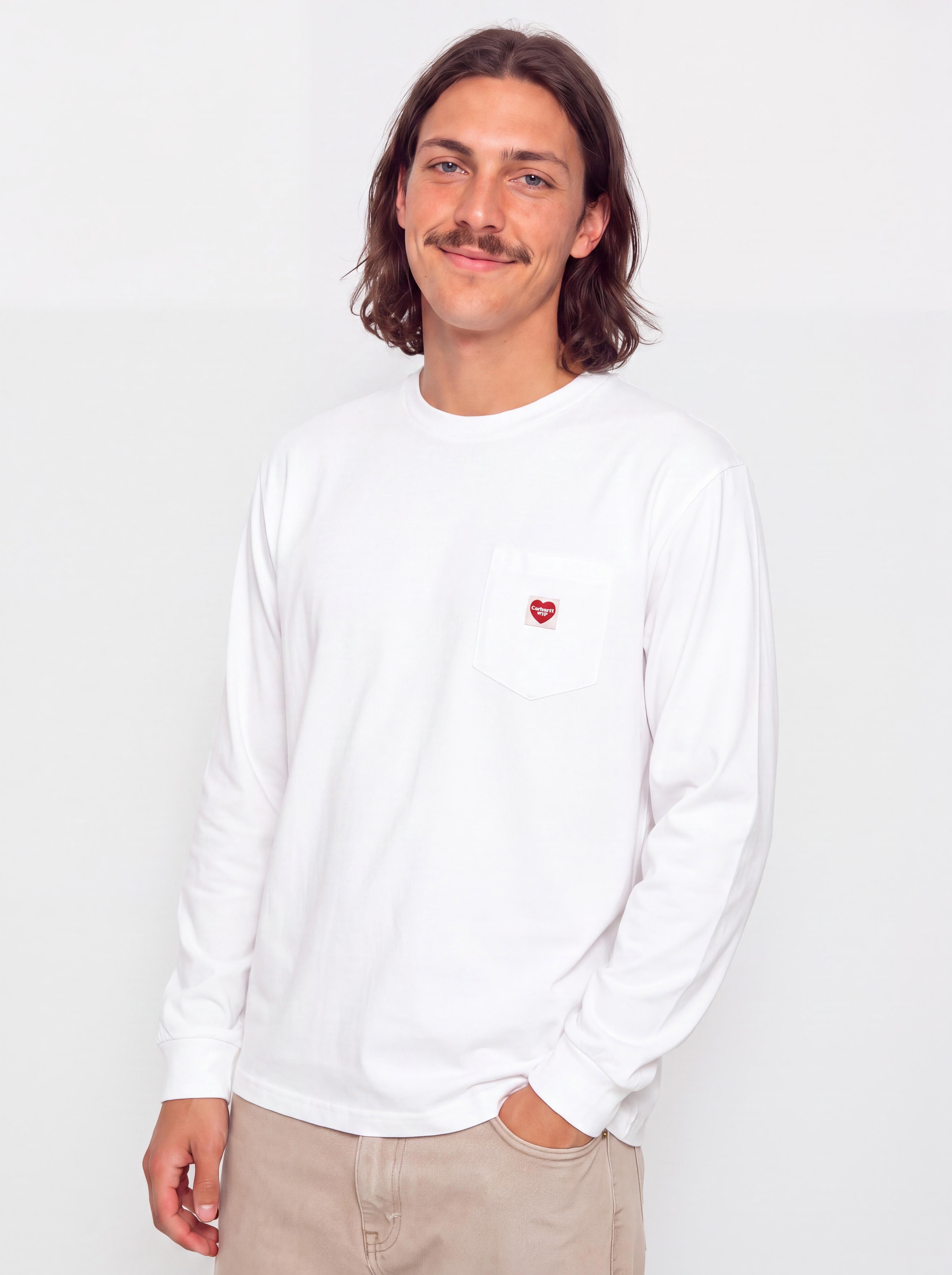 Carhartt WIP Pocket Small Heart Wmn Longsleeve (white/red)
