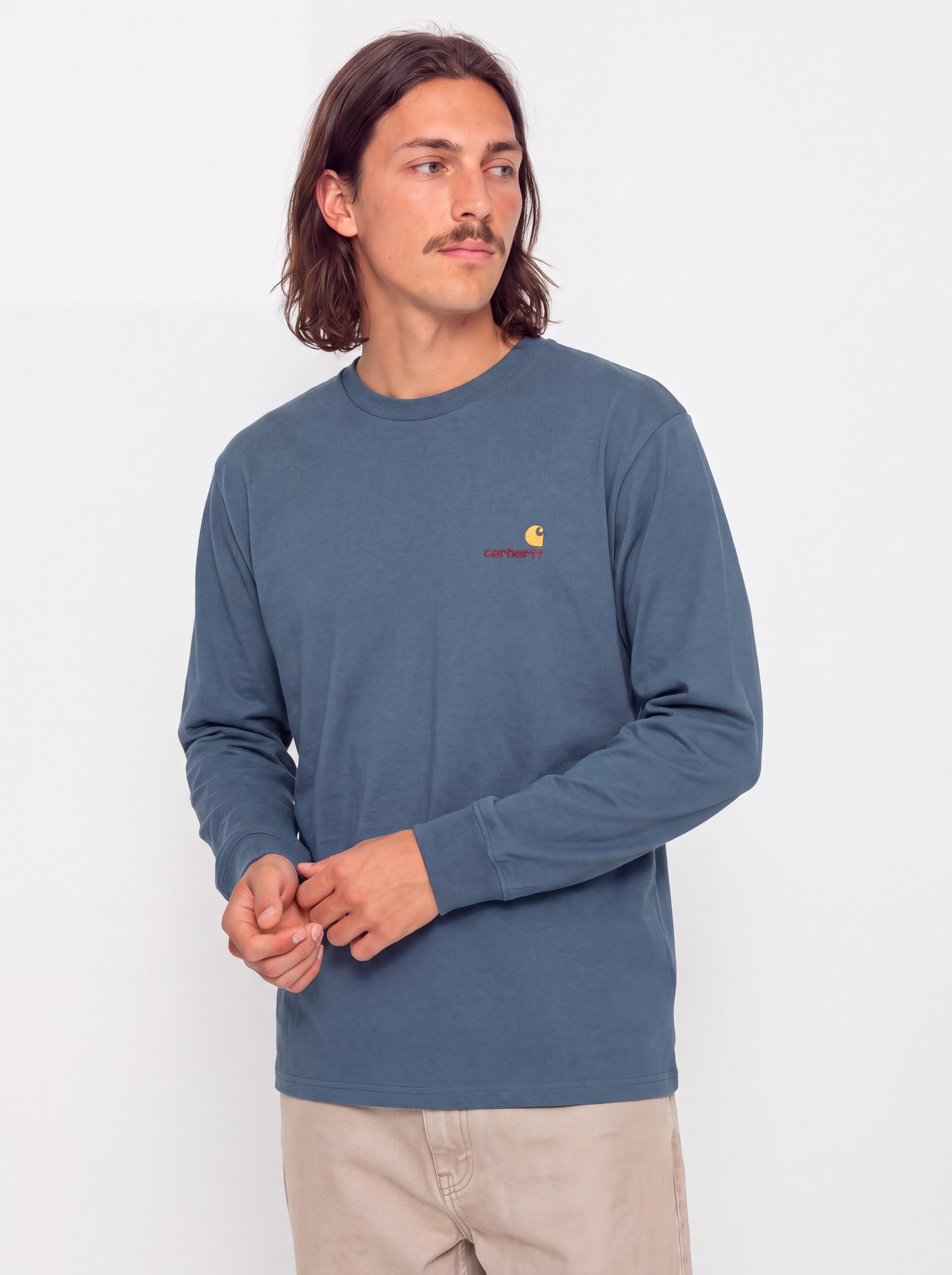 Carhartt WIP Longsleeve American Script (office blue)