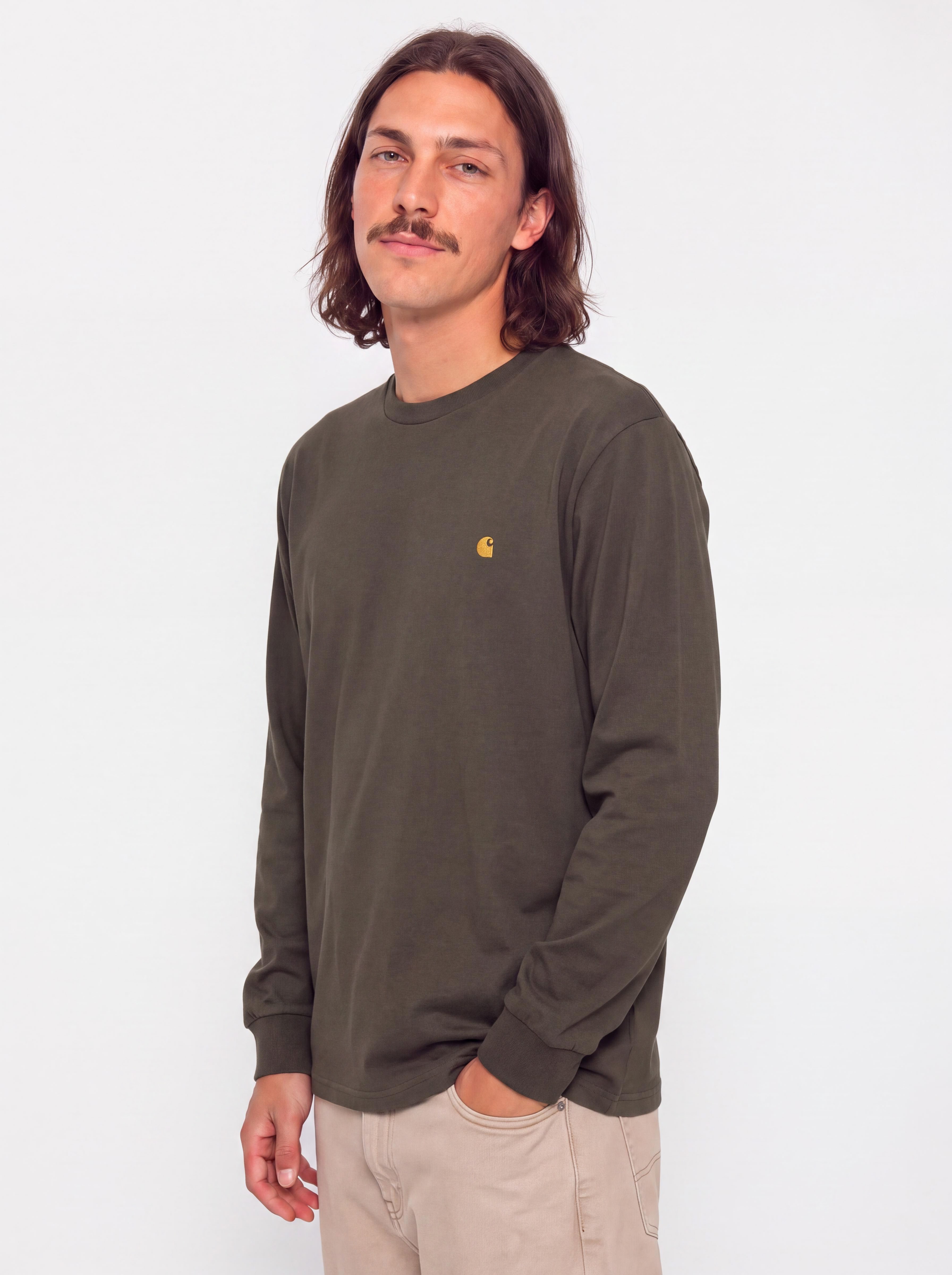 Carhartt WIP Chase Longsleeve (shungite/gold)
