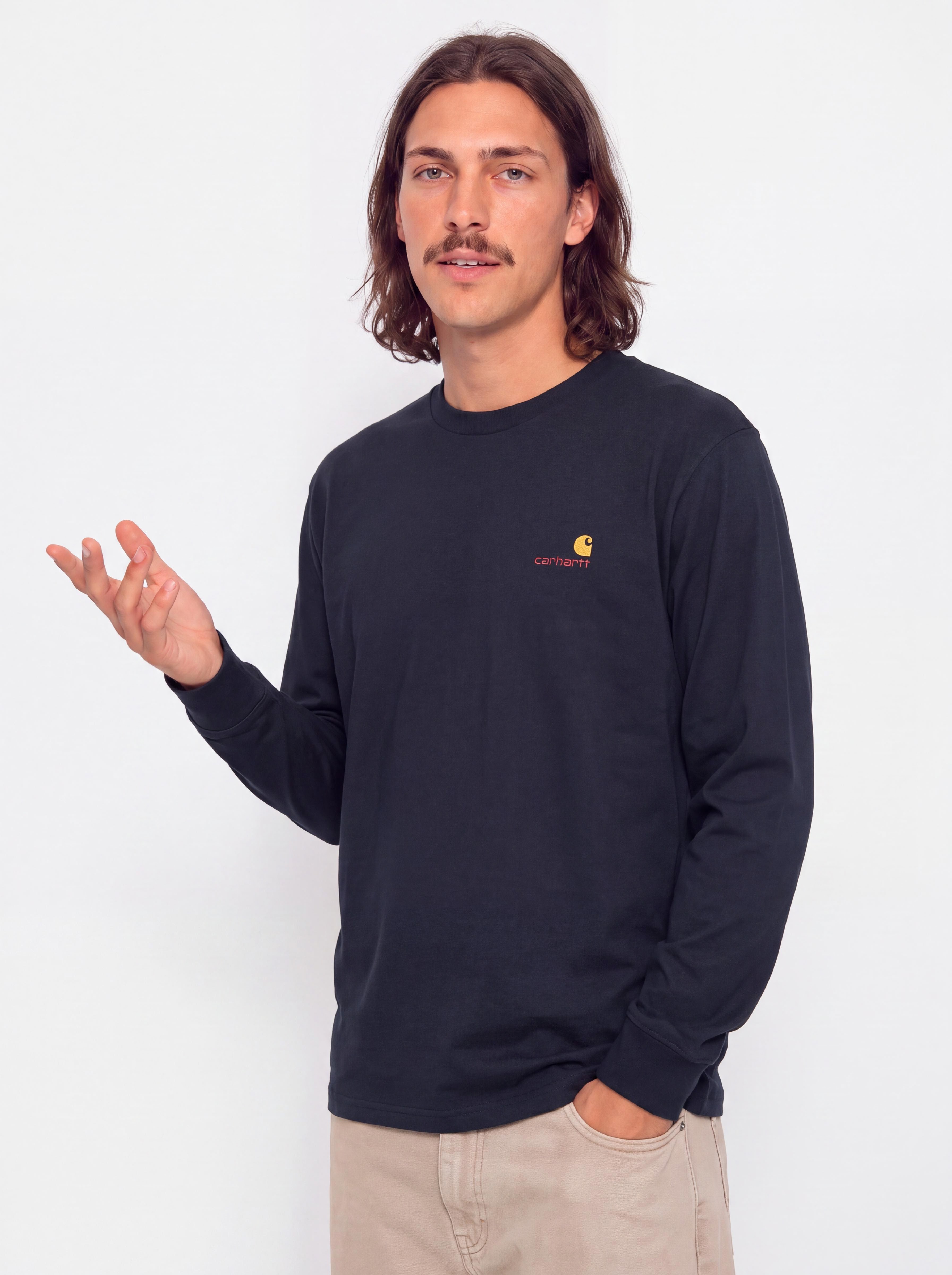 Carhartt WIP Longsleeve American Script (deep night)