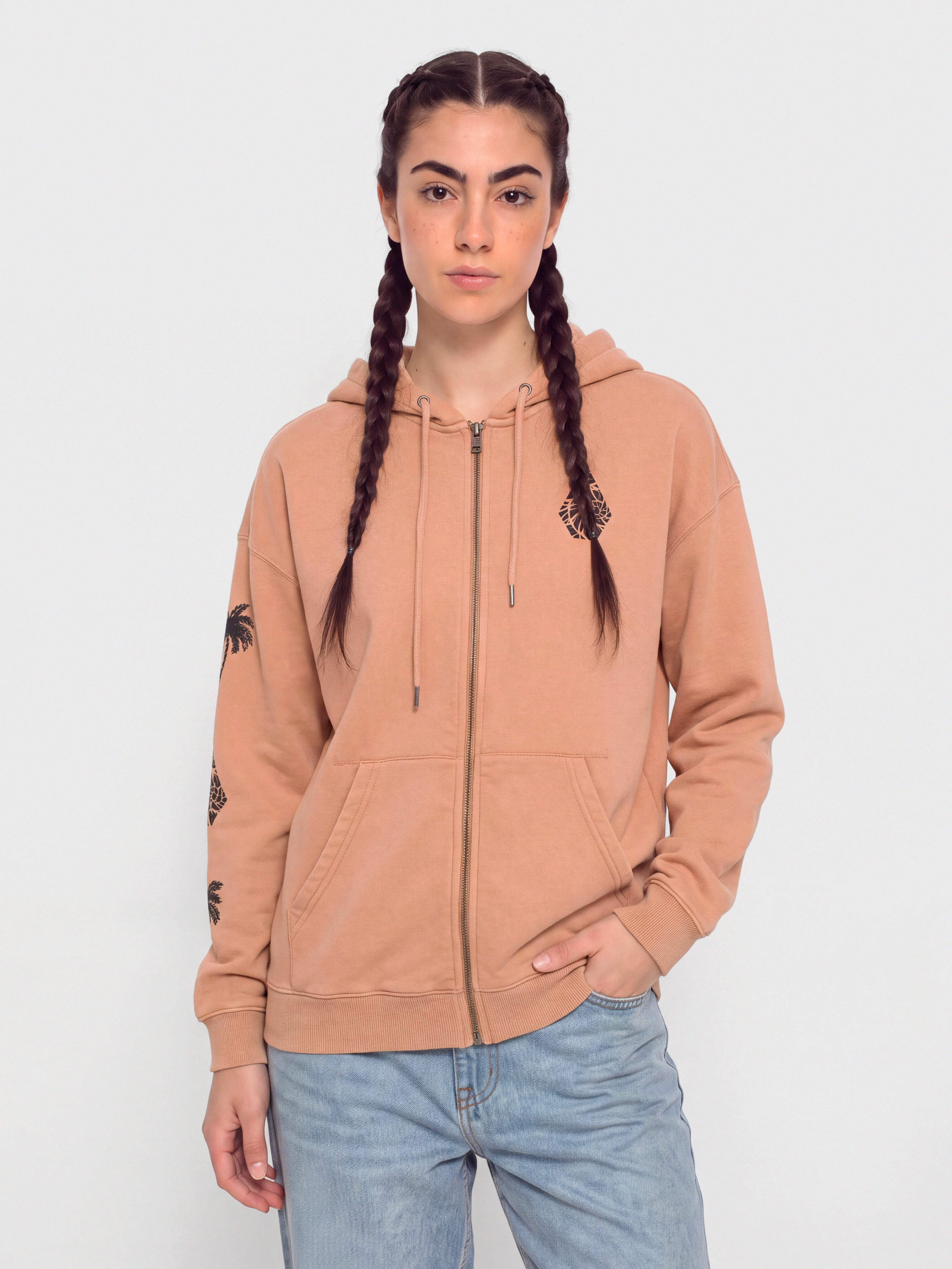Volcom Stone Art Up Zip Sweatshirt Wmn (sand brown)