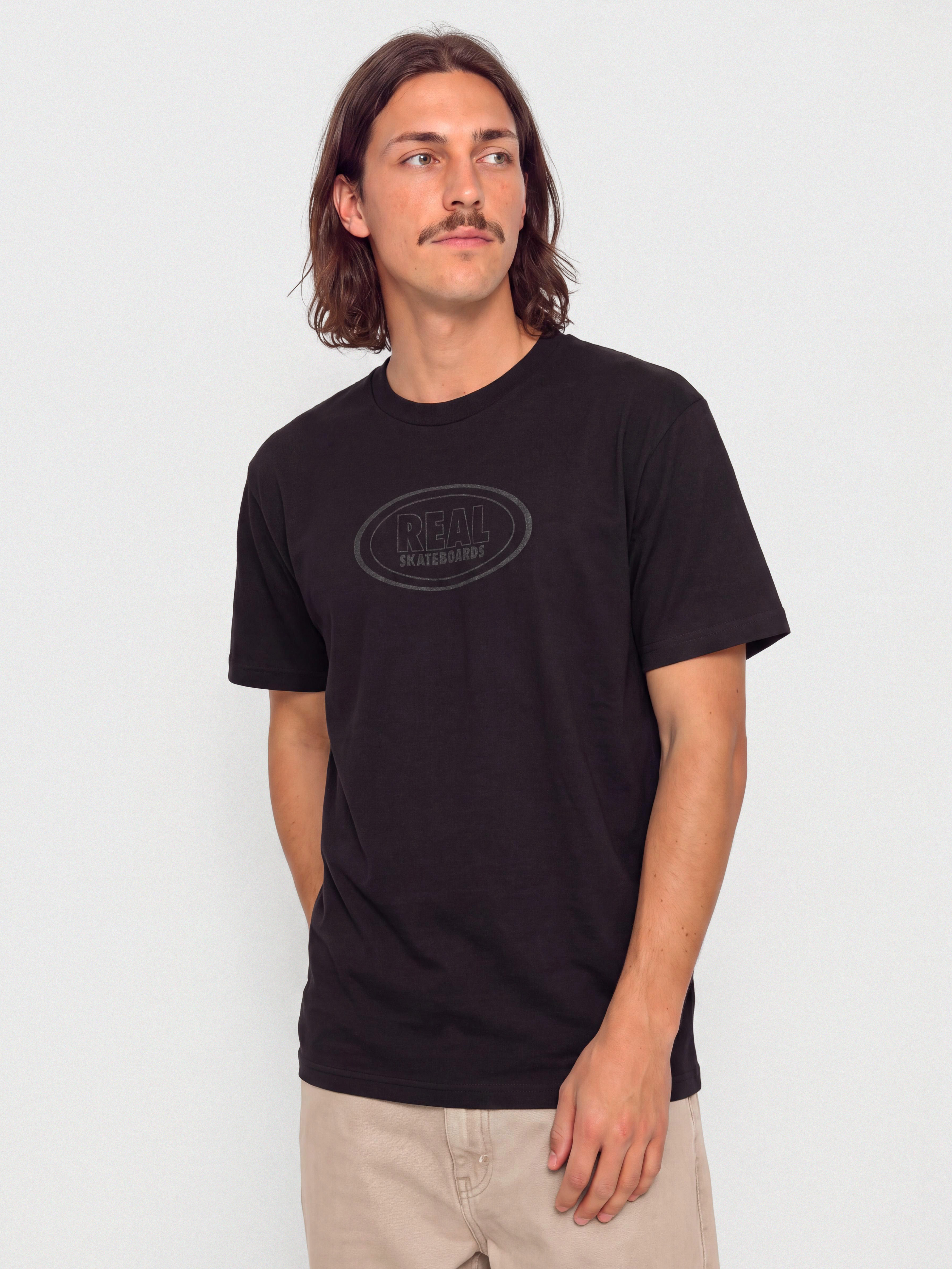 Real T-Shirt Oval (black w/black tonal print)