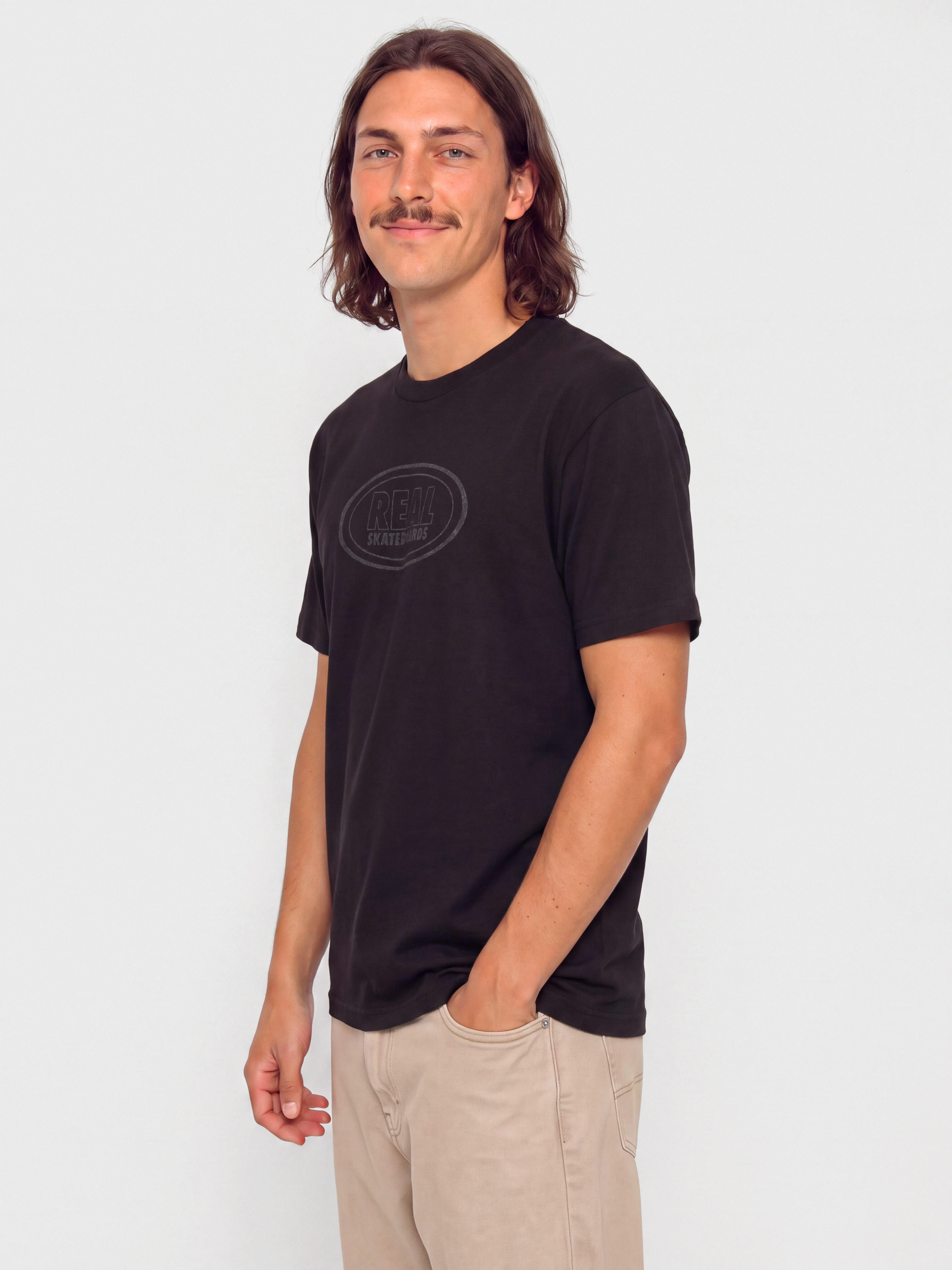 Real T-Shirt Oval (black w/black tonal print)