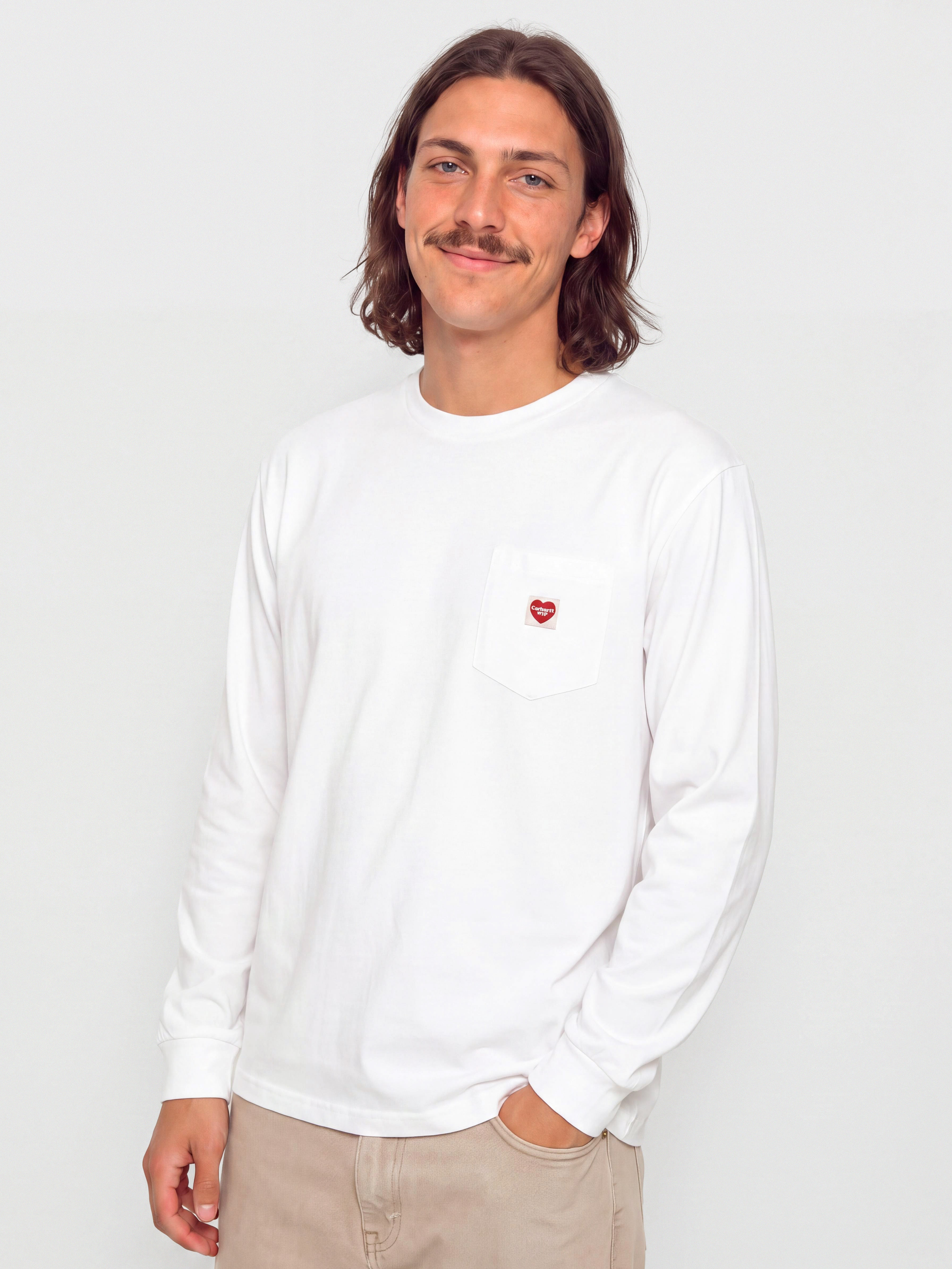 Carhartt WIP Pocket Small Heart Wmn Longsleeve (white/red)
