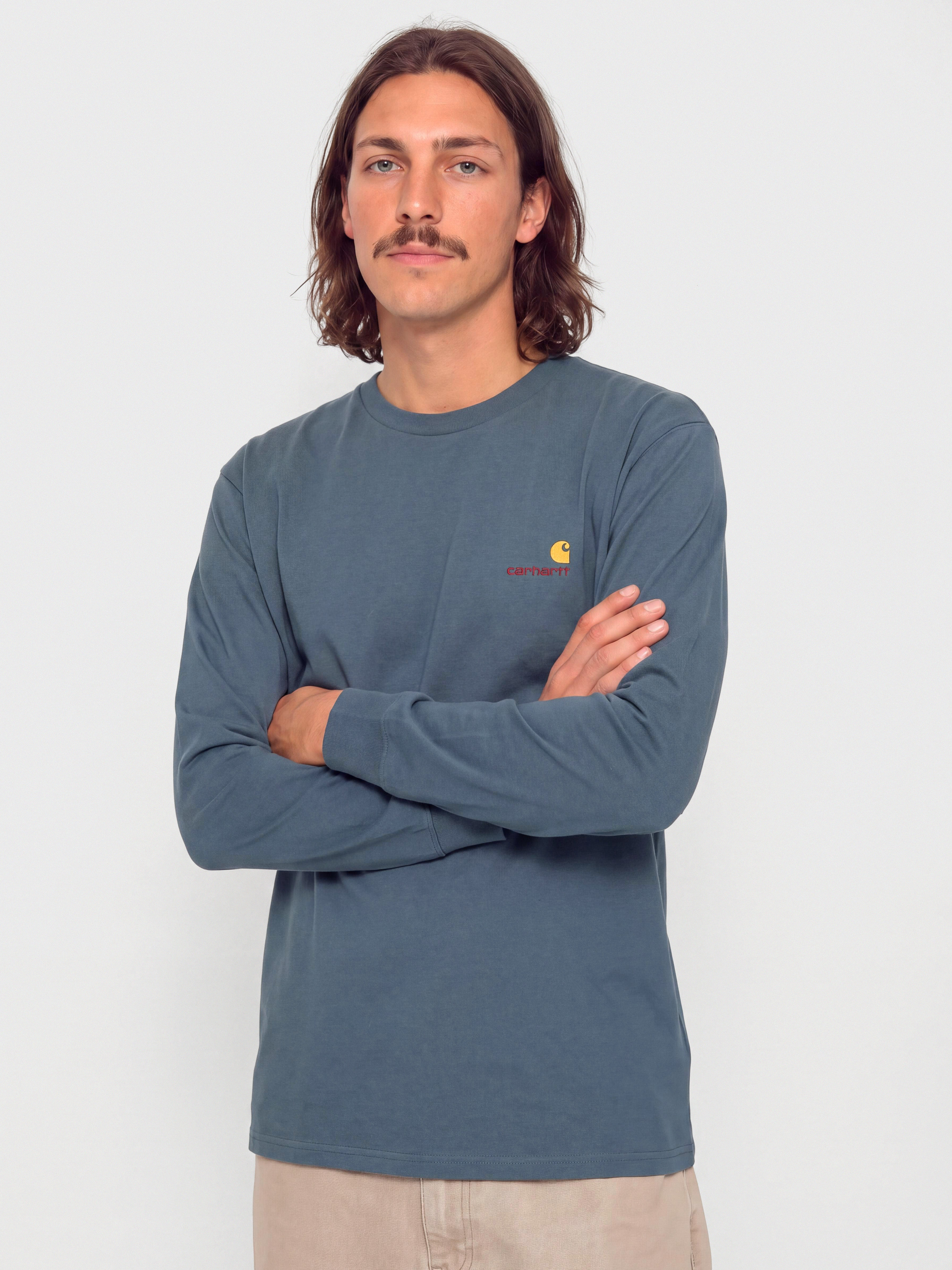 Carhartt WIP Longsleeve American Script (office blue)