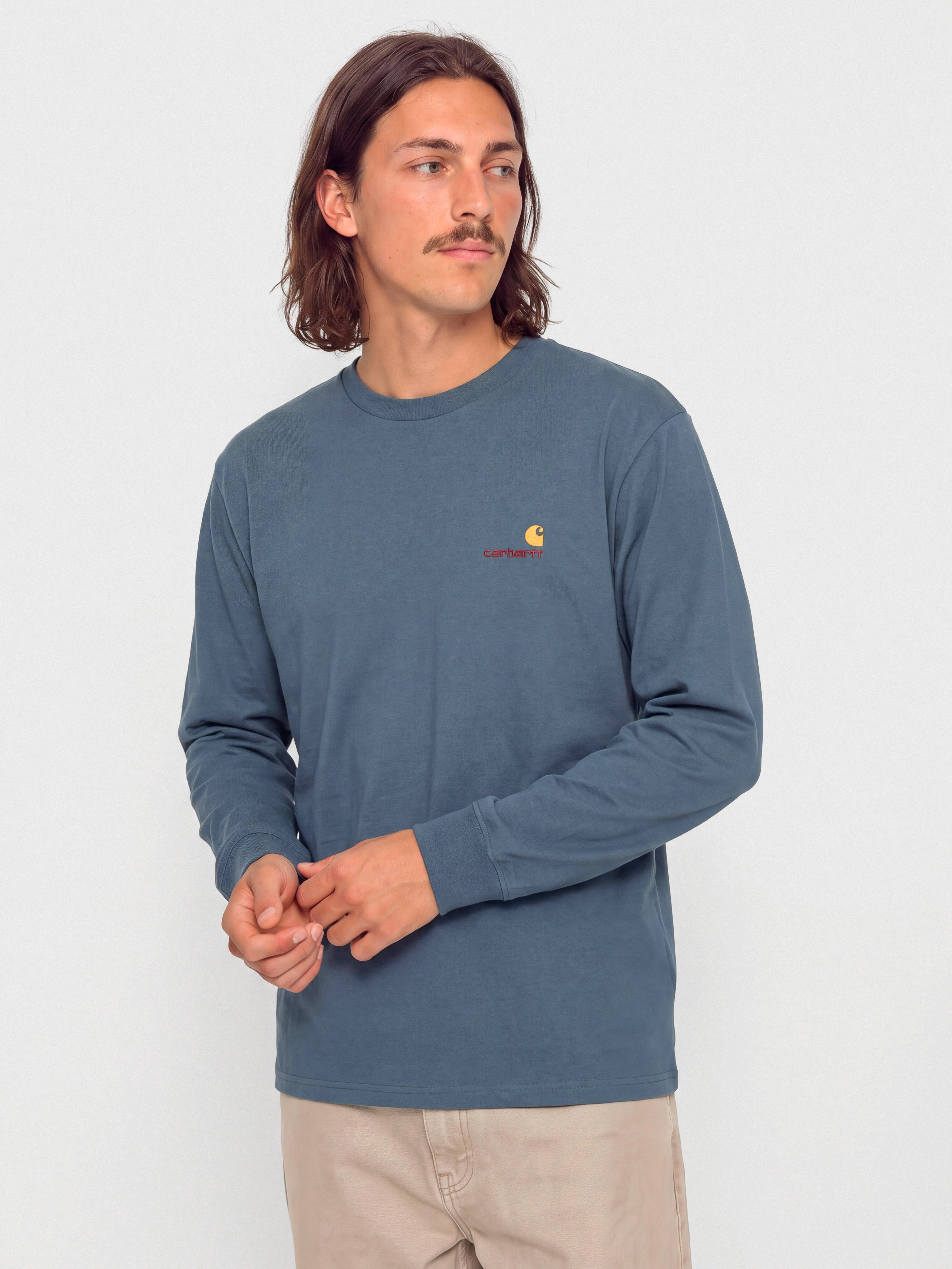 Carhartt WIP Longsleeve American Script (office blue)