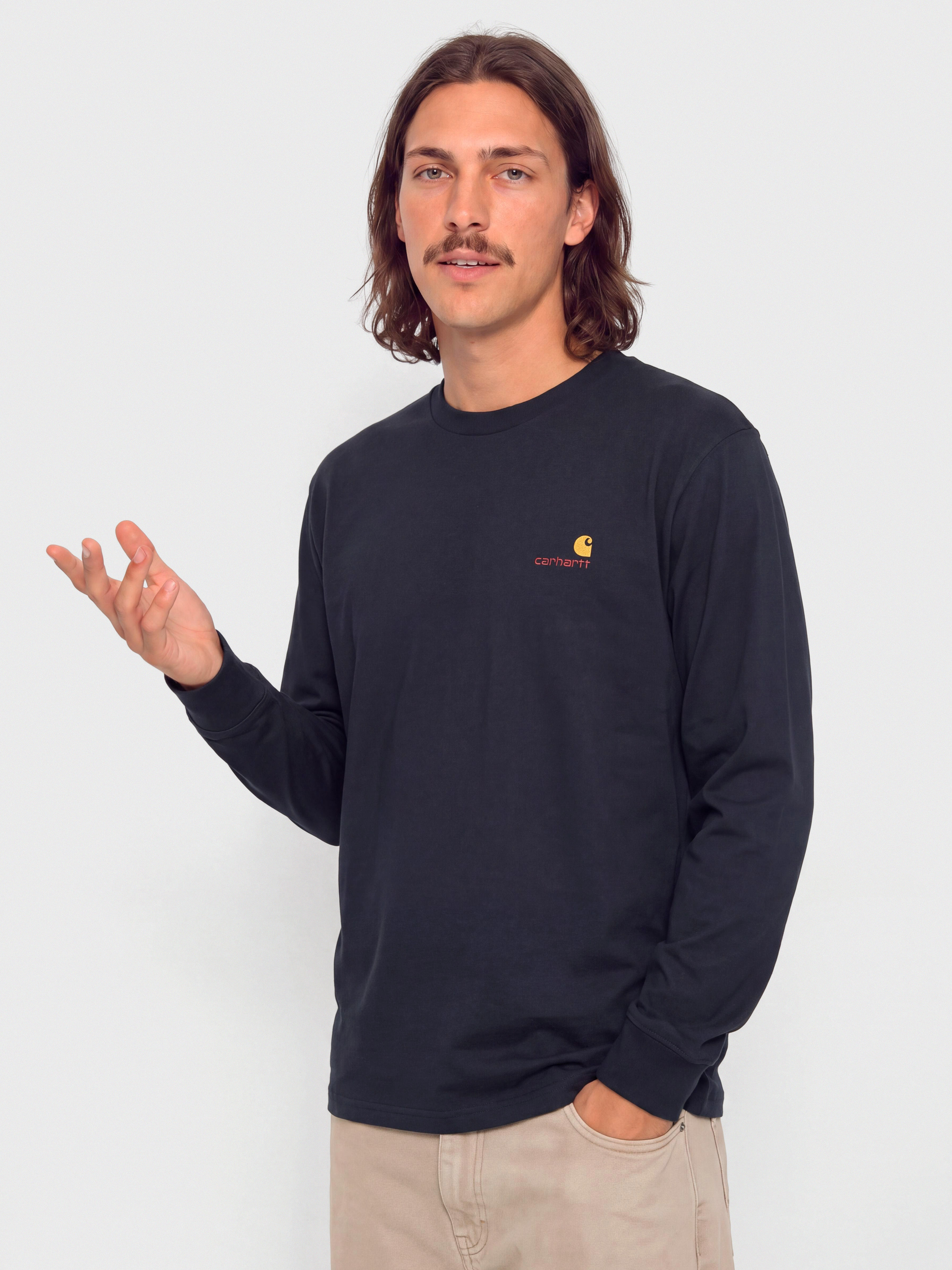 Carhartt WIP Longsleeve American Script (deep night)