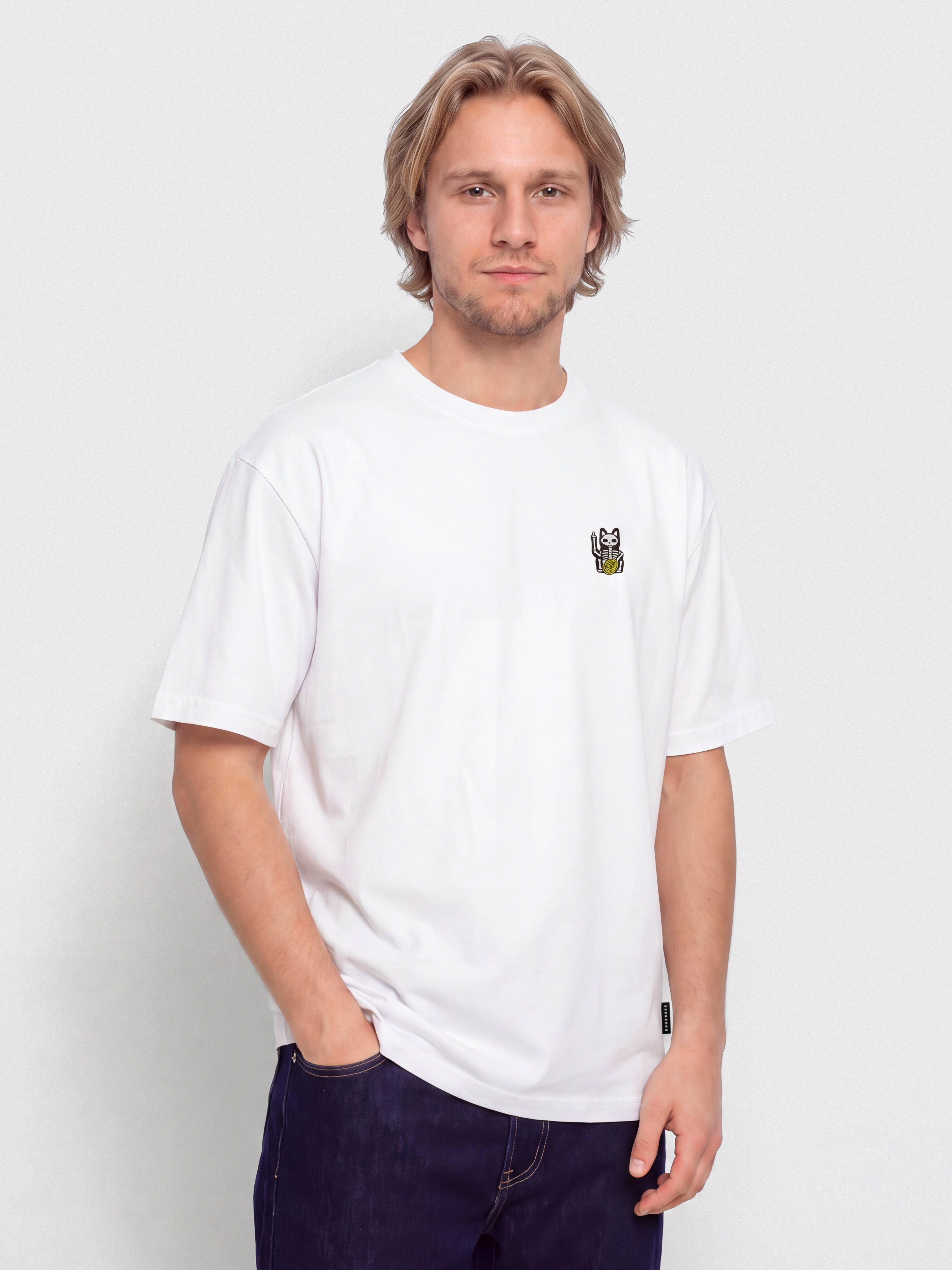 Iriedaily T-Shirt Bone Cat (white)