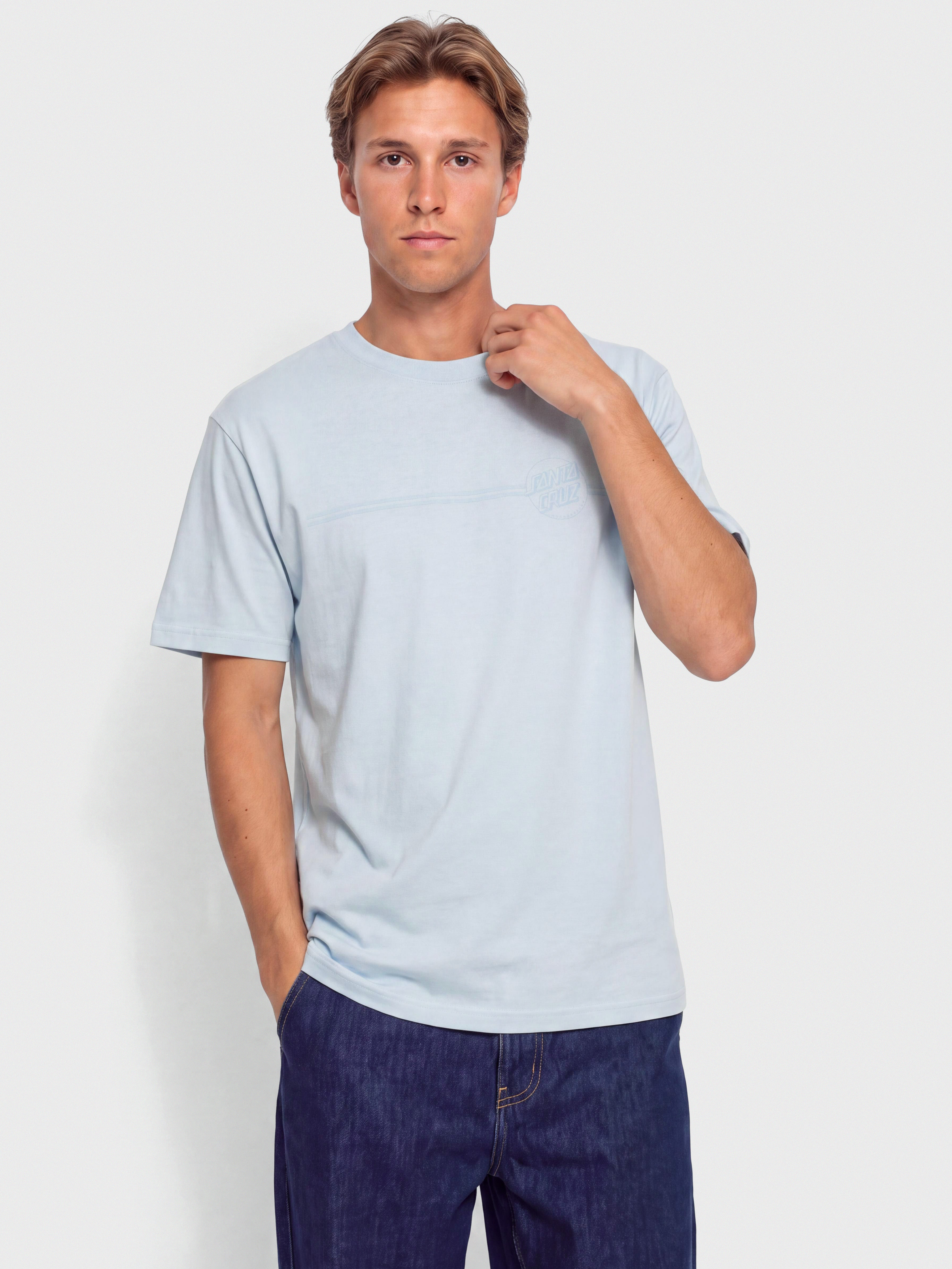 Santa Cruz Tonal Opus Dot Stripe T-Shirt (fresh blue)