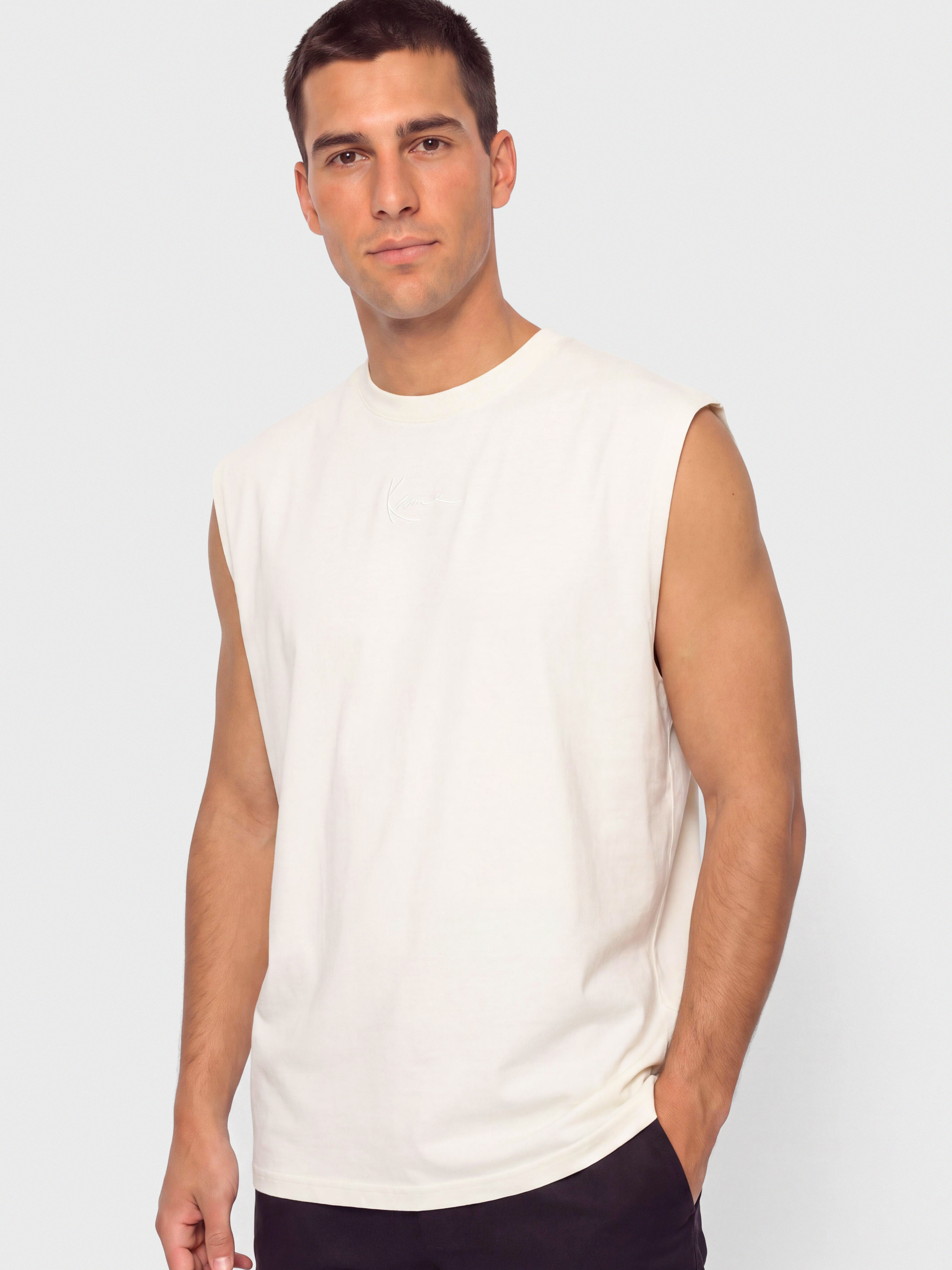 Karl Kani Small Signature Essential Sleeveless Shirt (off white)