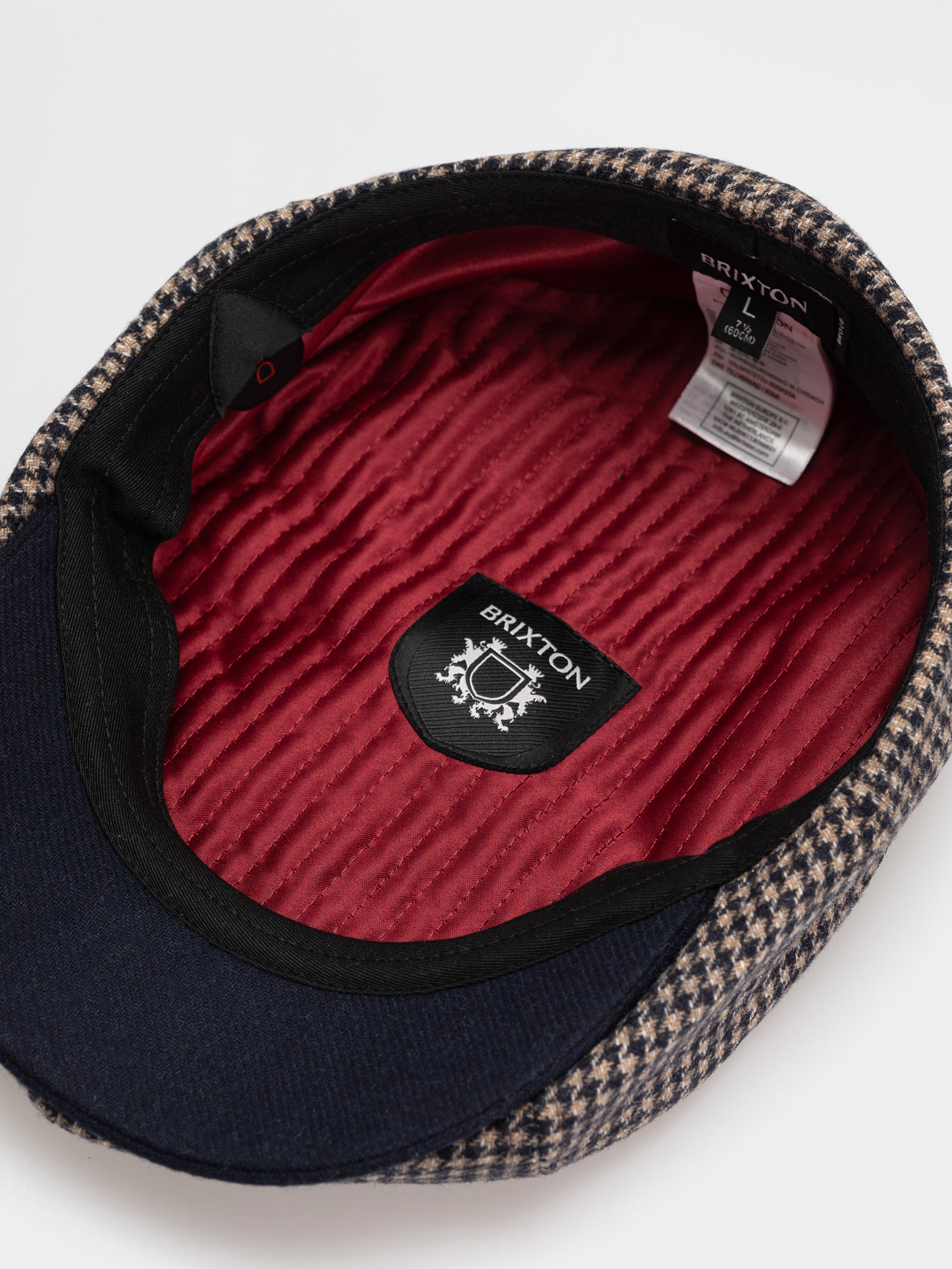 Brixton Flat cap Brood Snap Cap (navy/sand houndstooth)