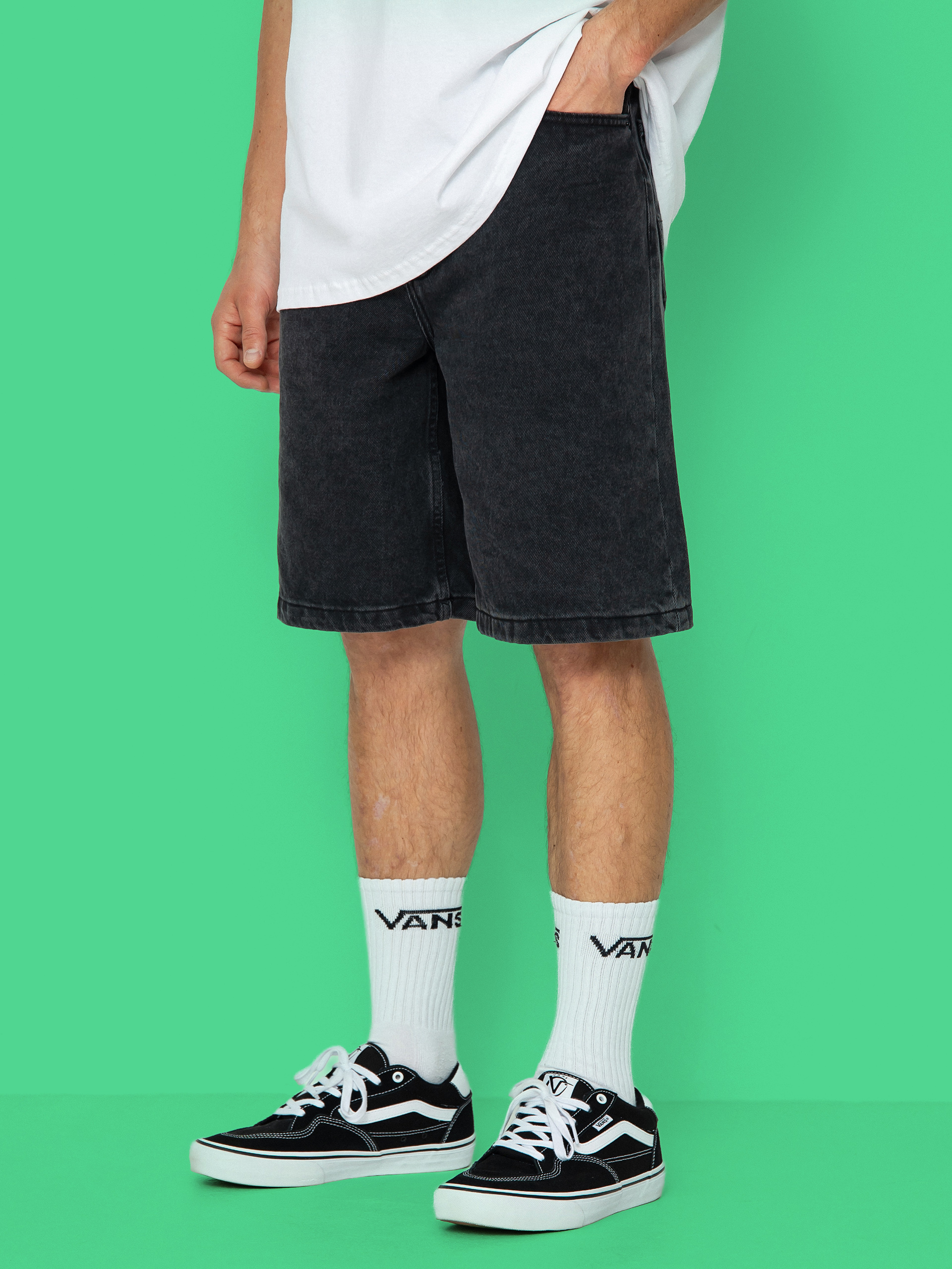 Vans Check 5 Baggy Denim Shorts (washed black)