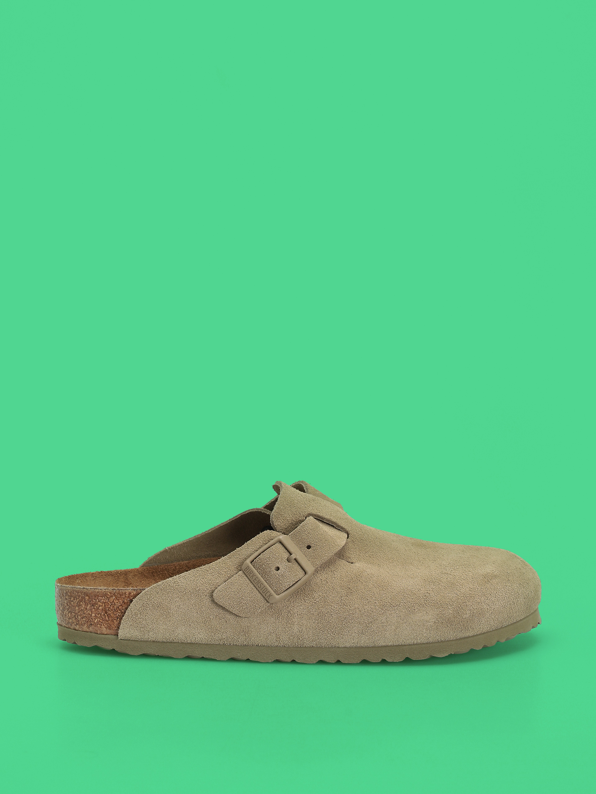 Birkenstock Boston Suede Leather Regular Flip-flops (faded khaki)