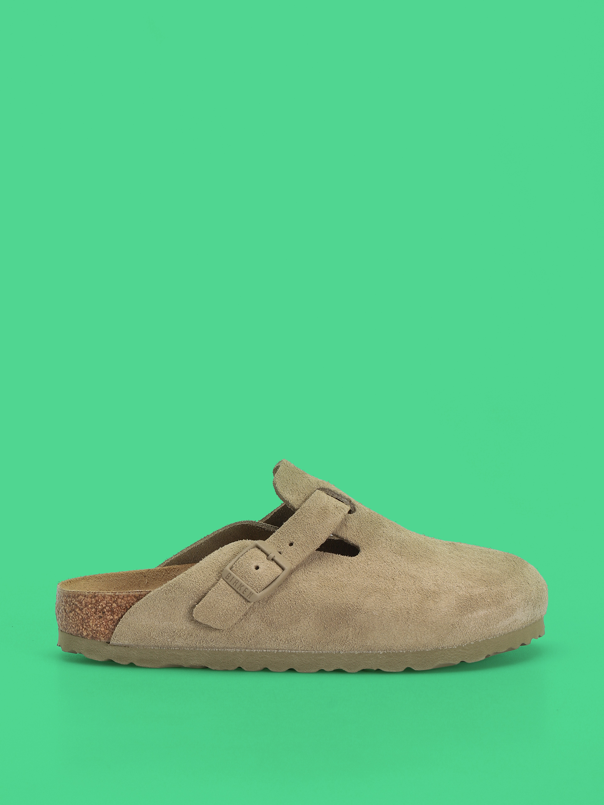Birkenstock Boston Suede Leather Narrow Wmn Flip-flops (faded khaki)