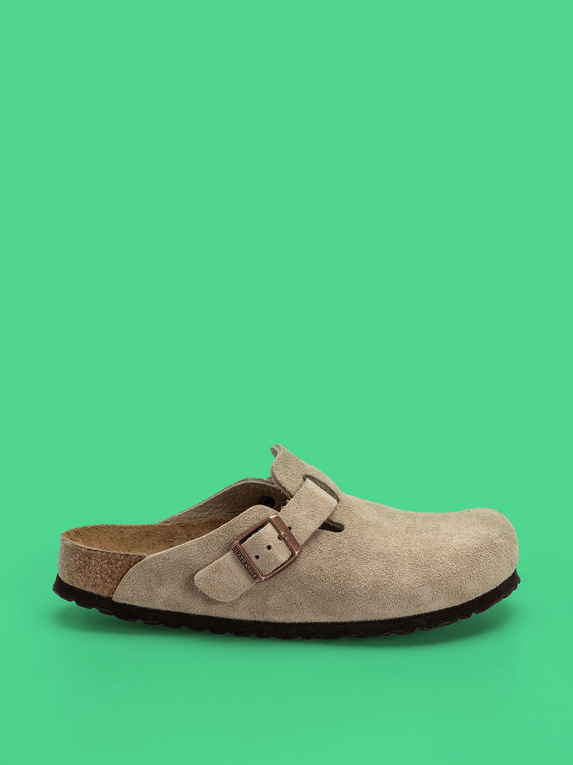Birkenstock Flip Flops Boston Soft Footbed Suede Leather Regular (taupe)