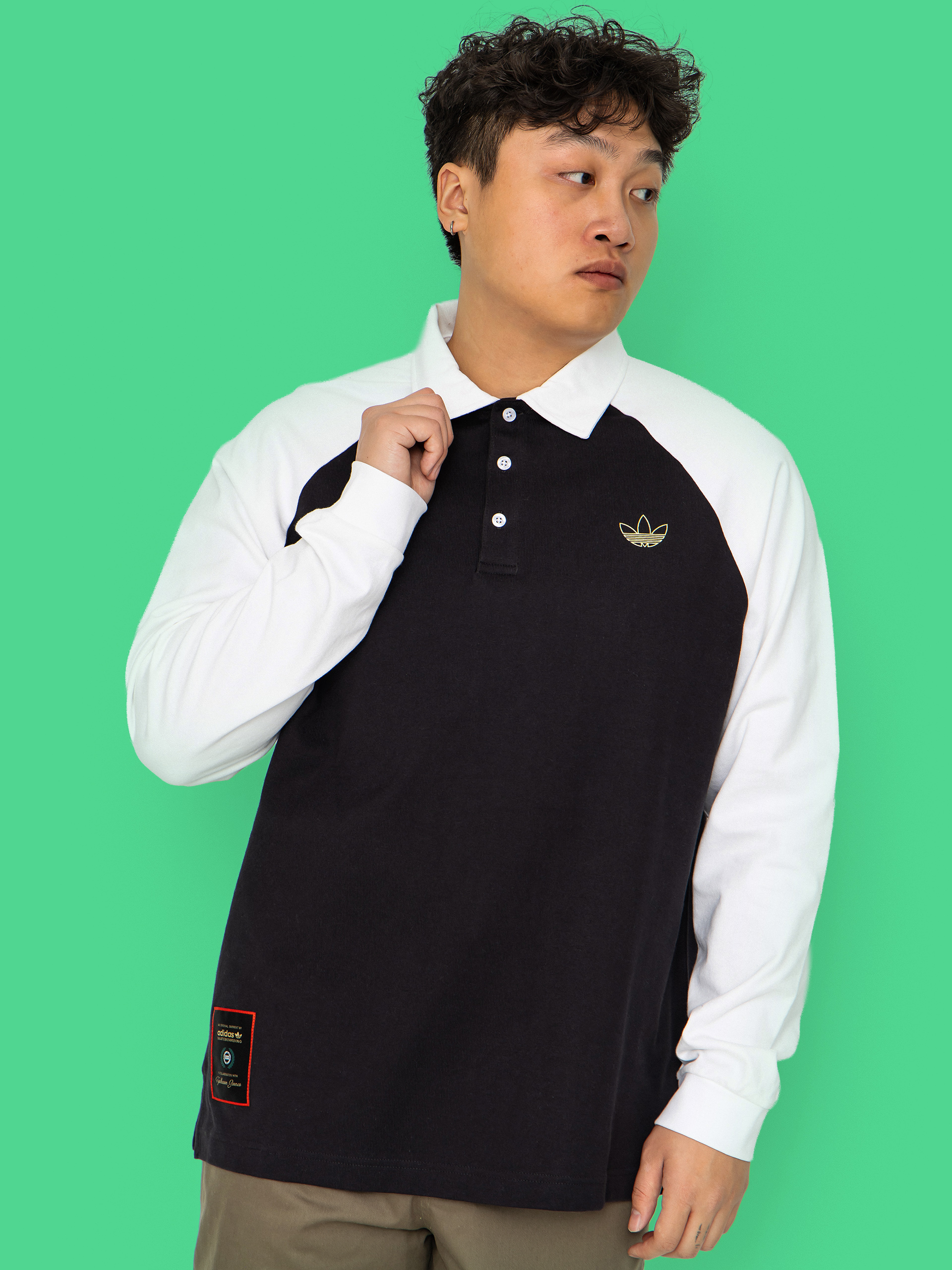 adidas Tyshawn Rugby T-Shirt (black/white)