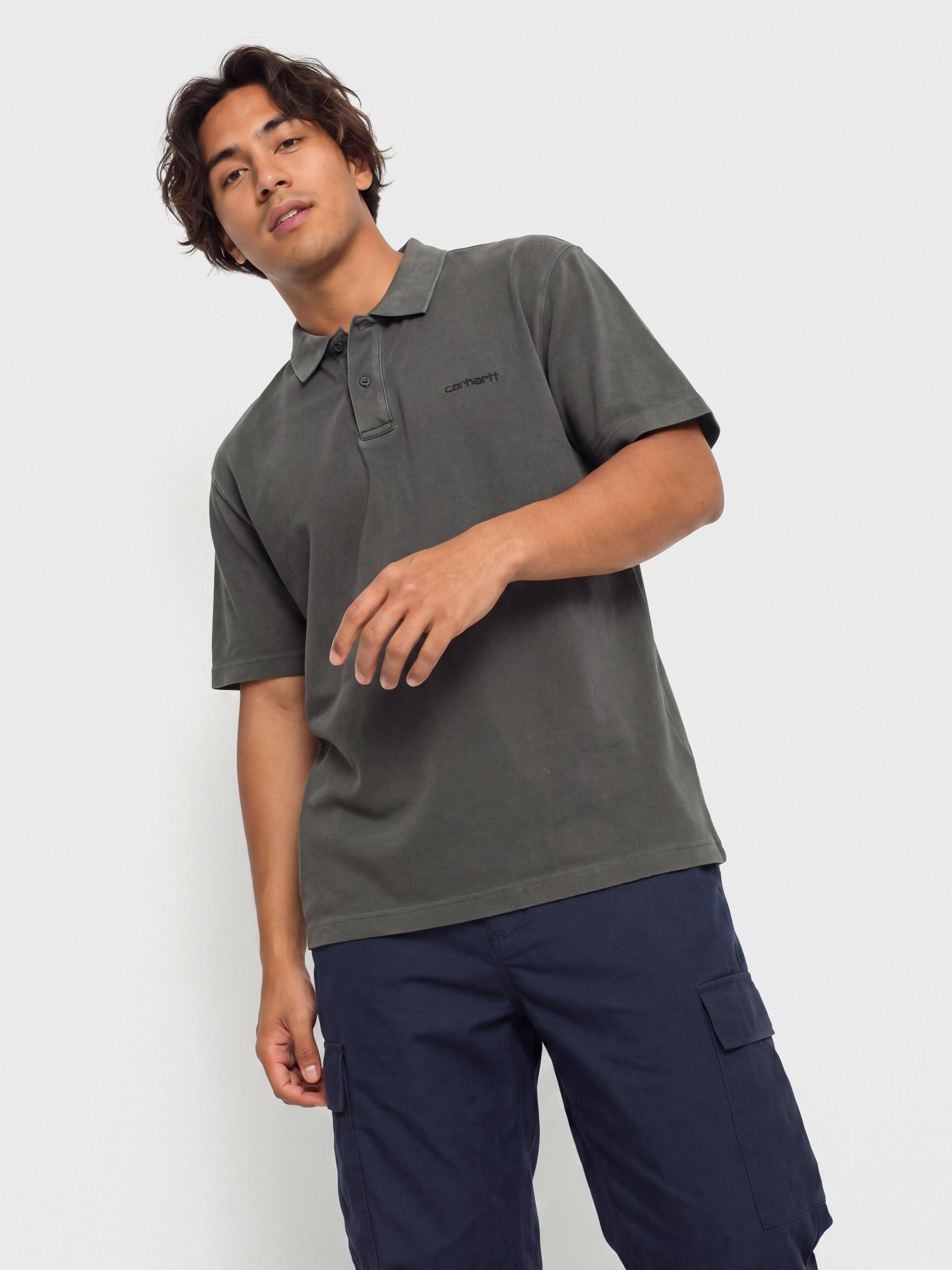 Carhartt WIP T-Shirt Wayne Polo (black/garment dyed)