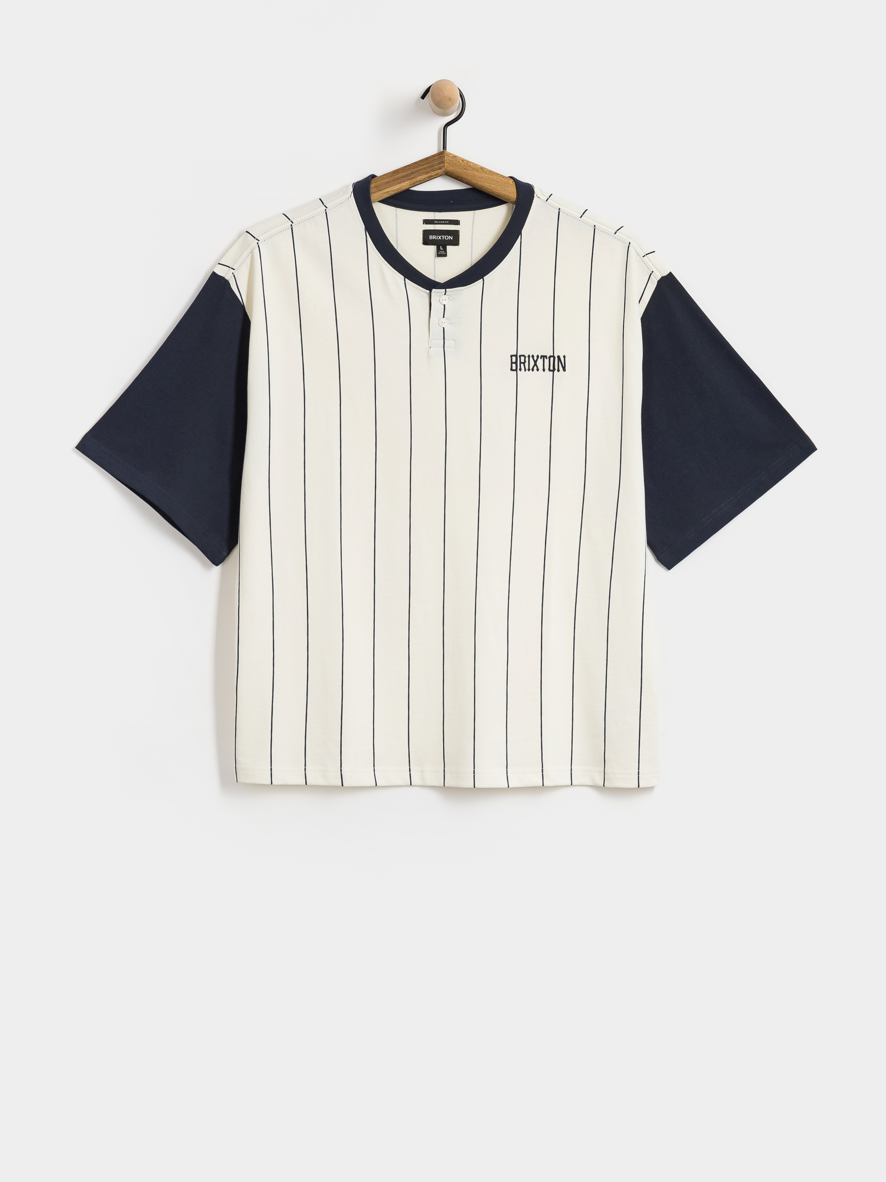 Brixton T-Shirt Boxy Baseball T-shirt (off white stripe/washed navy)