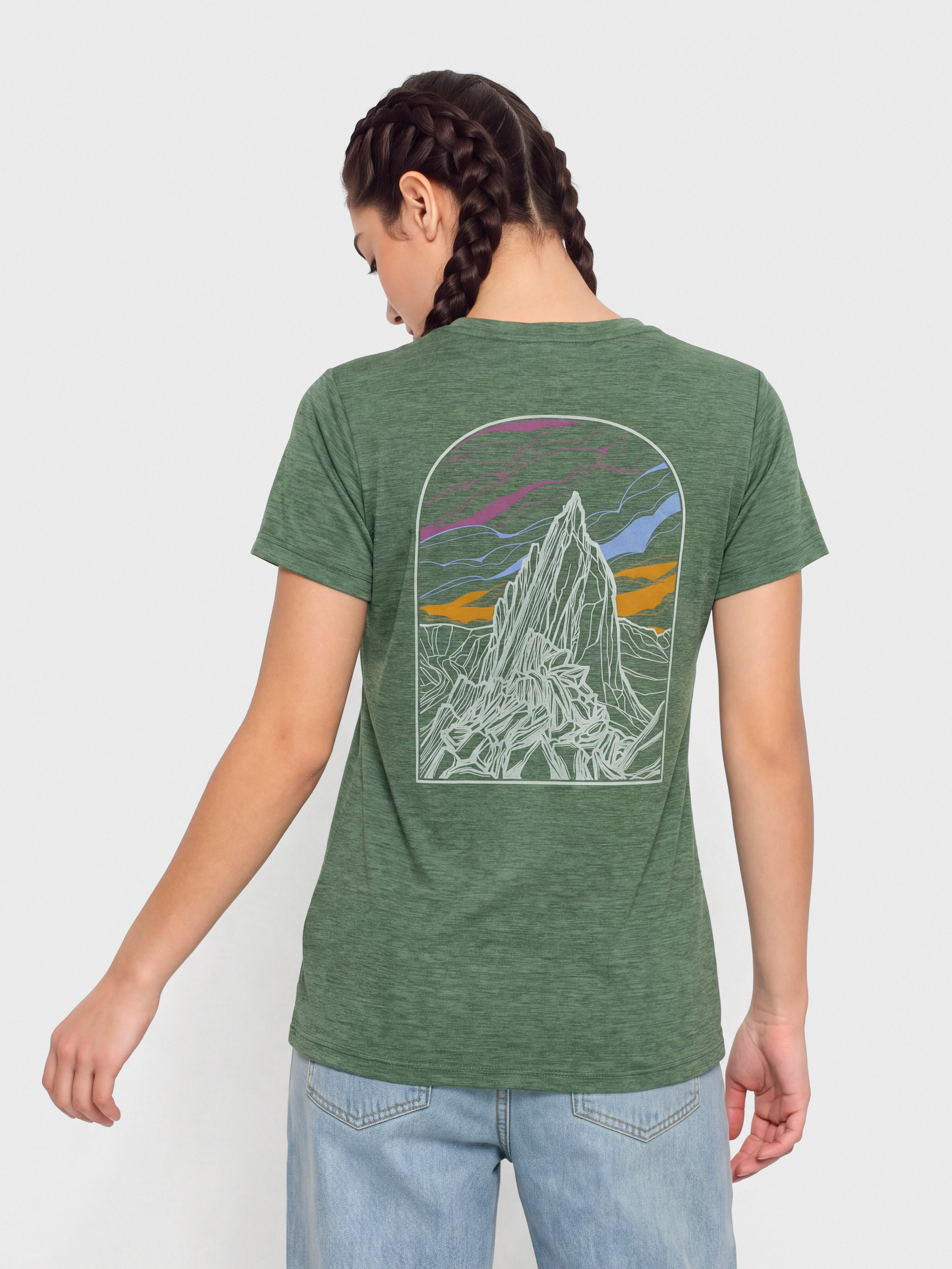 Patagonia Cap Cool Daily Cloud Crag T-shirt Wmn (canopy green light canopy green x dye)