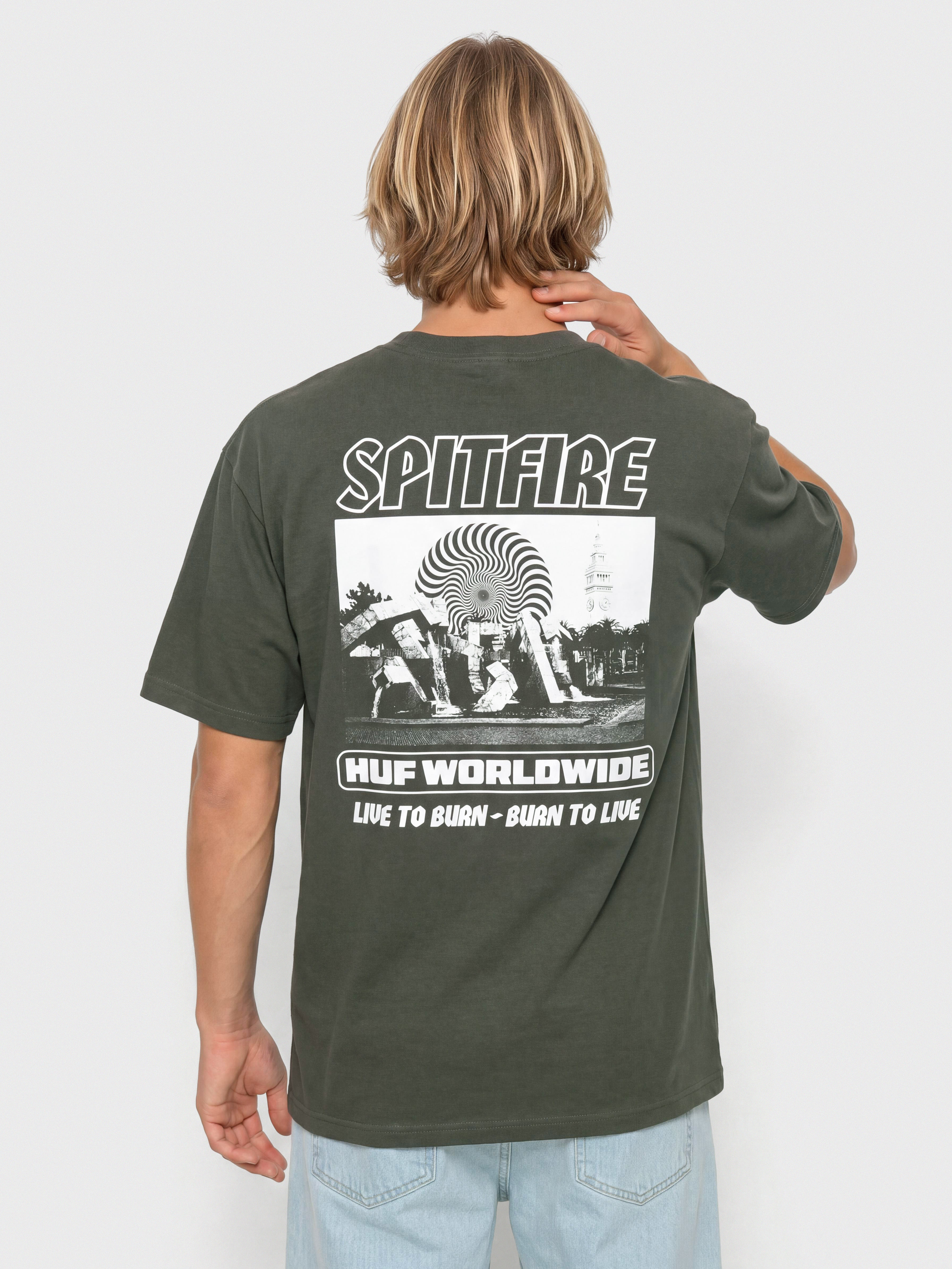 HUF X Spitfire Burn T-shirt (washed black)
