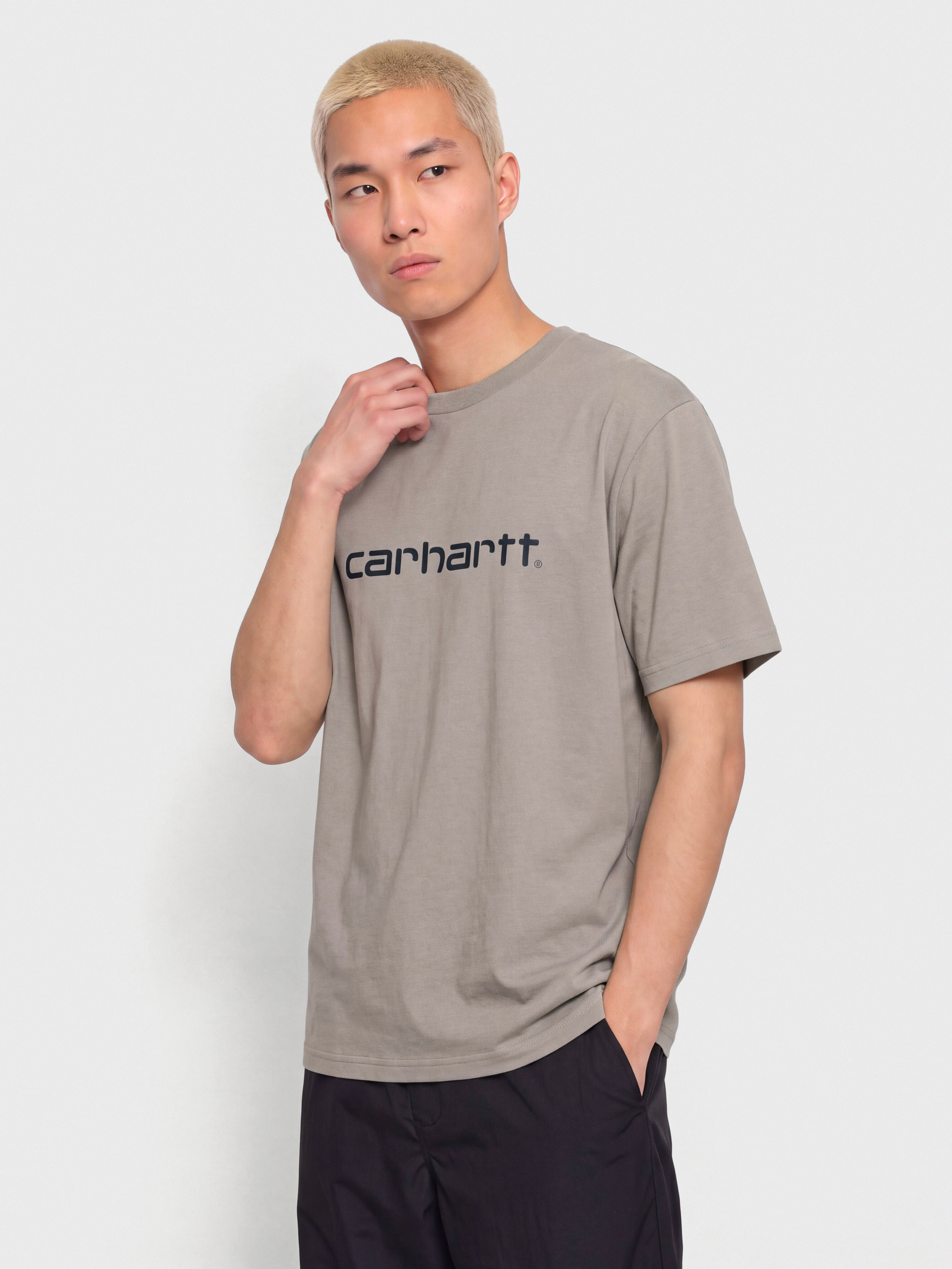 Carhartt WIP Script T-Shirt (shady grey/dark navy)