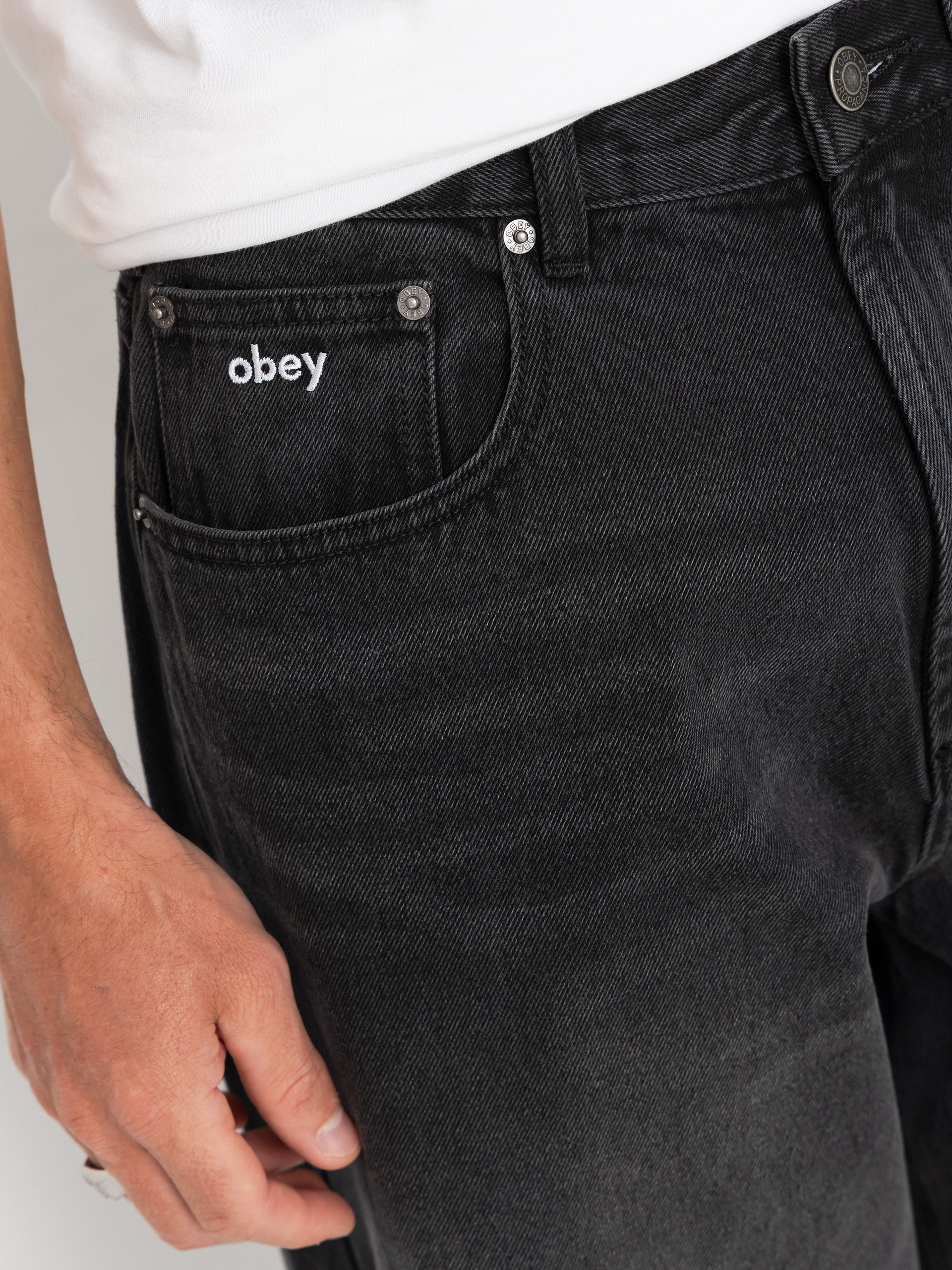 OBEY Bigwig Baggy Denim Pants (heavy vintage black)