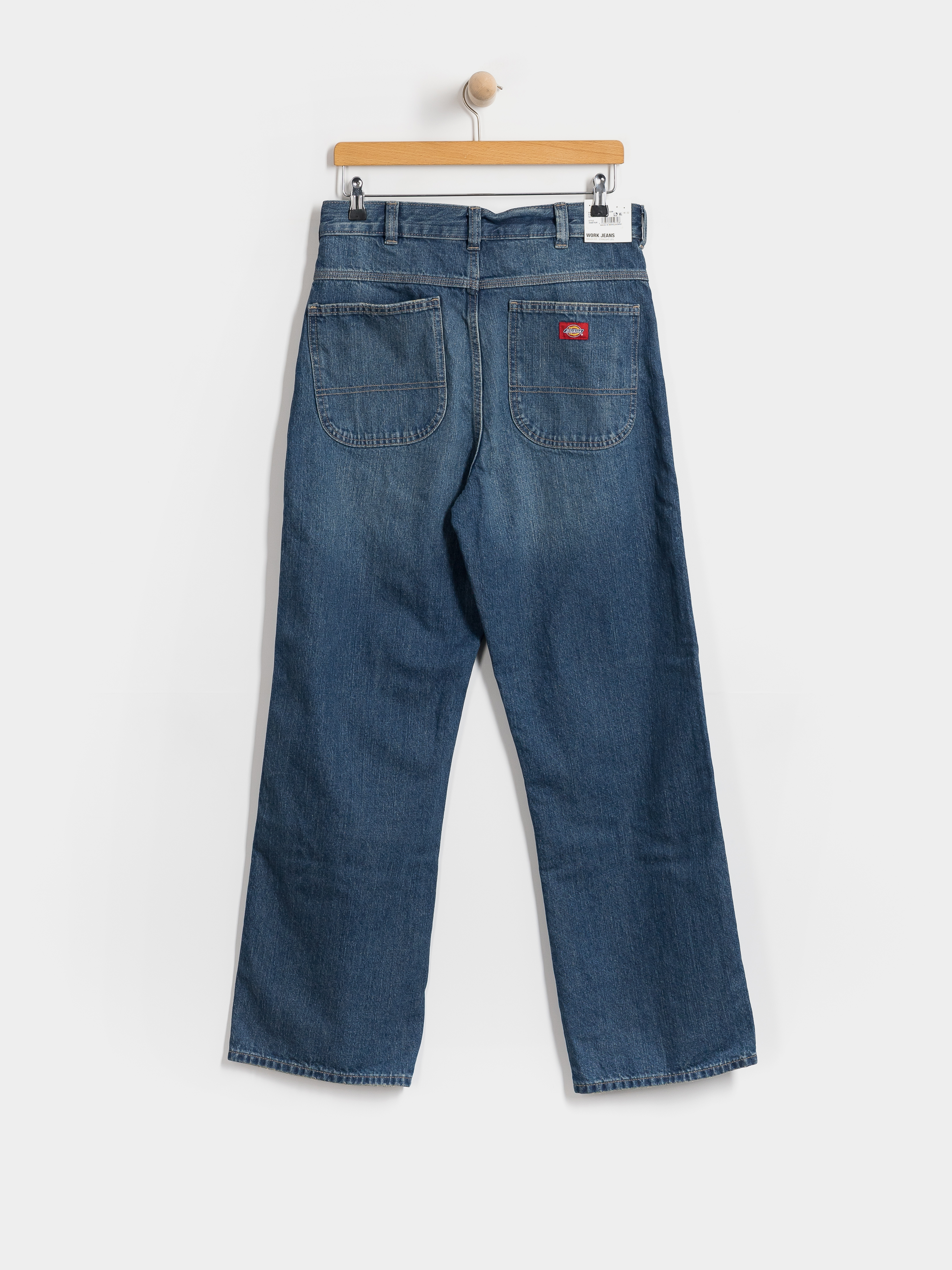 Dickies Springerville Baggy Straight Work Jeans Pants (mid blue fade wash)