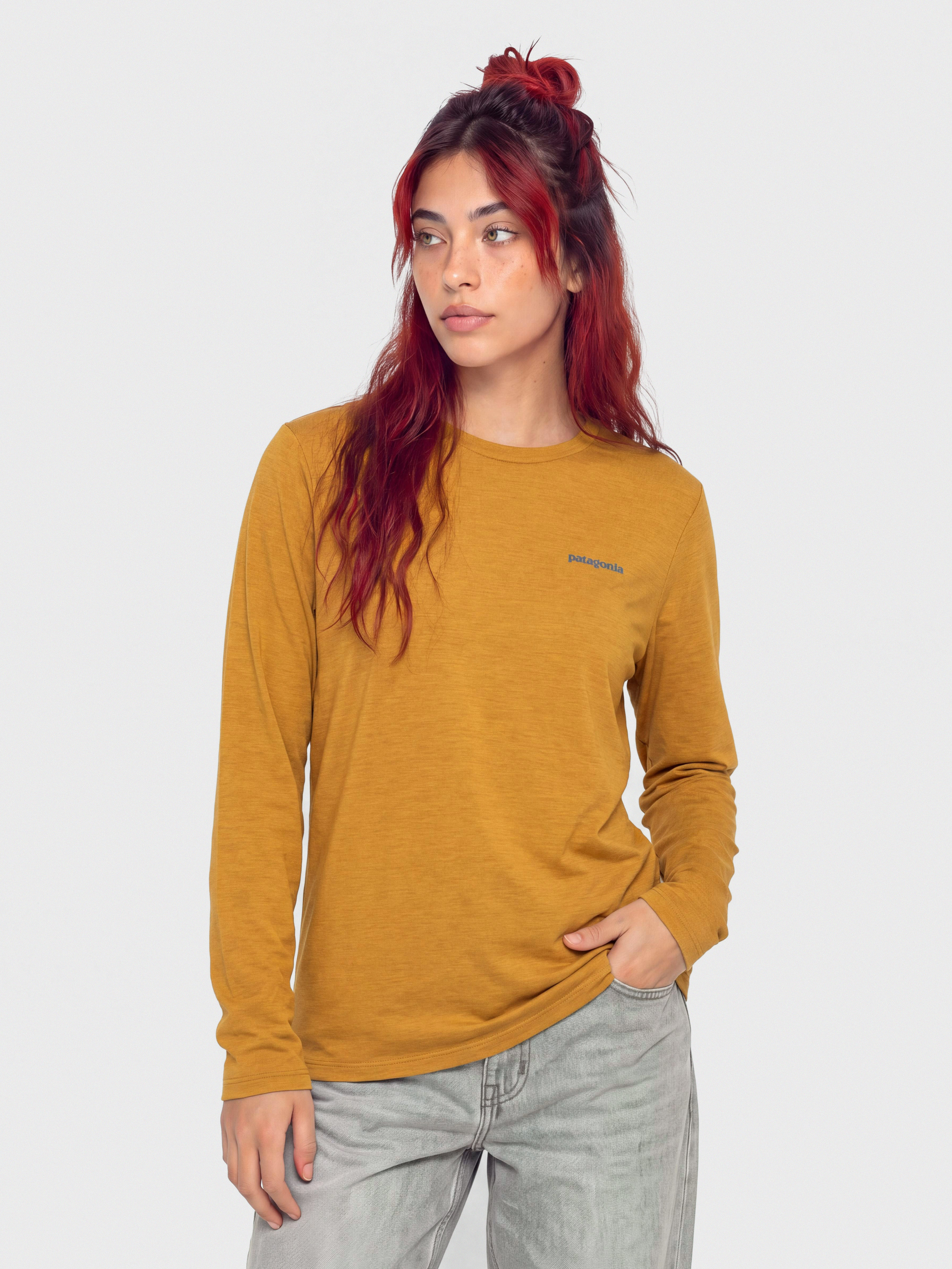 Patagonia Cap Cool Daily Boardshort Logo Wmn Longsleeve (cinnamon brown dark cinnamon brown x dye)