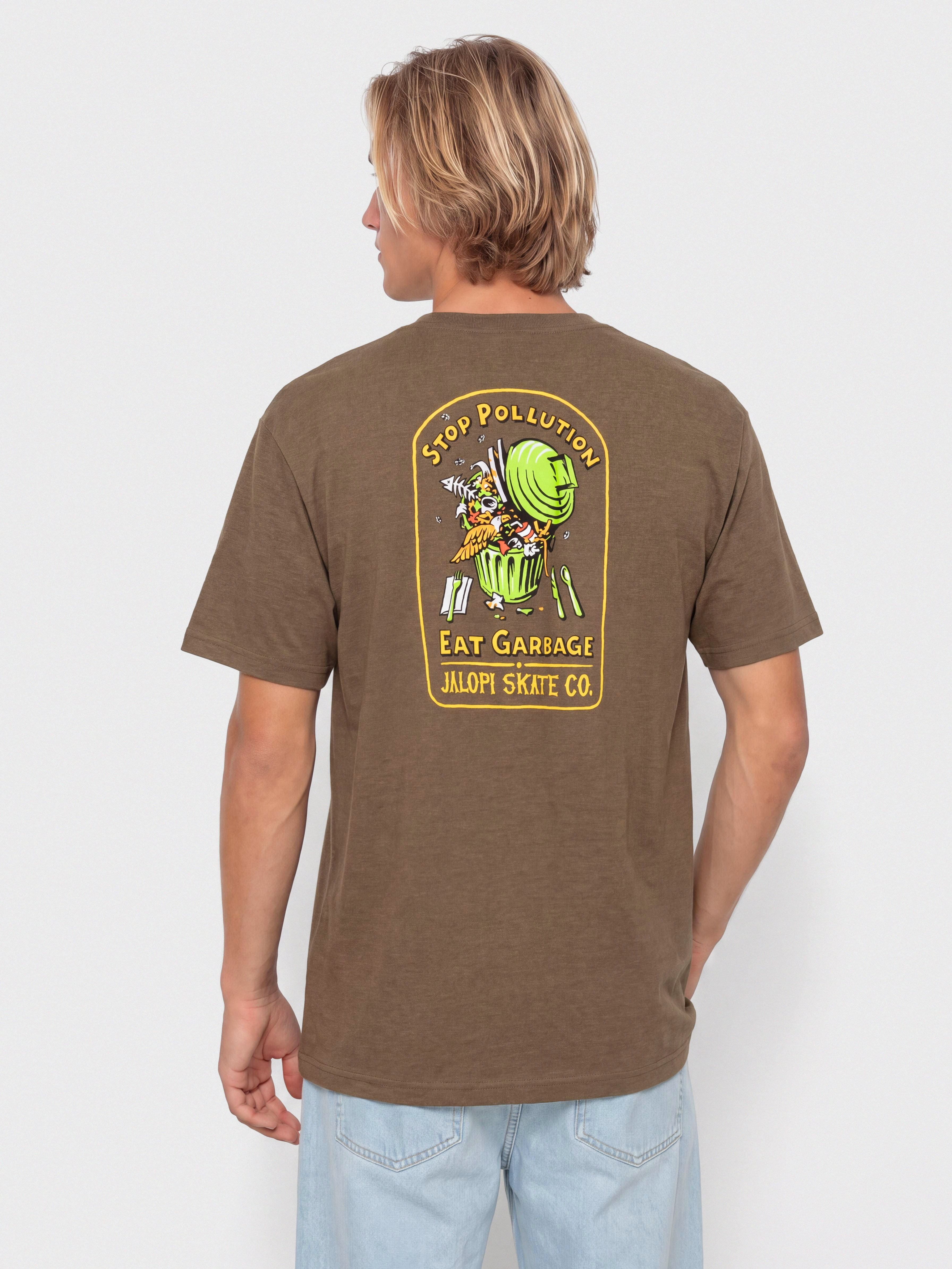 Antihero Stop Pollution T-shirt (heather army w/multicolor prints)