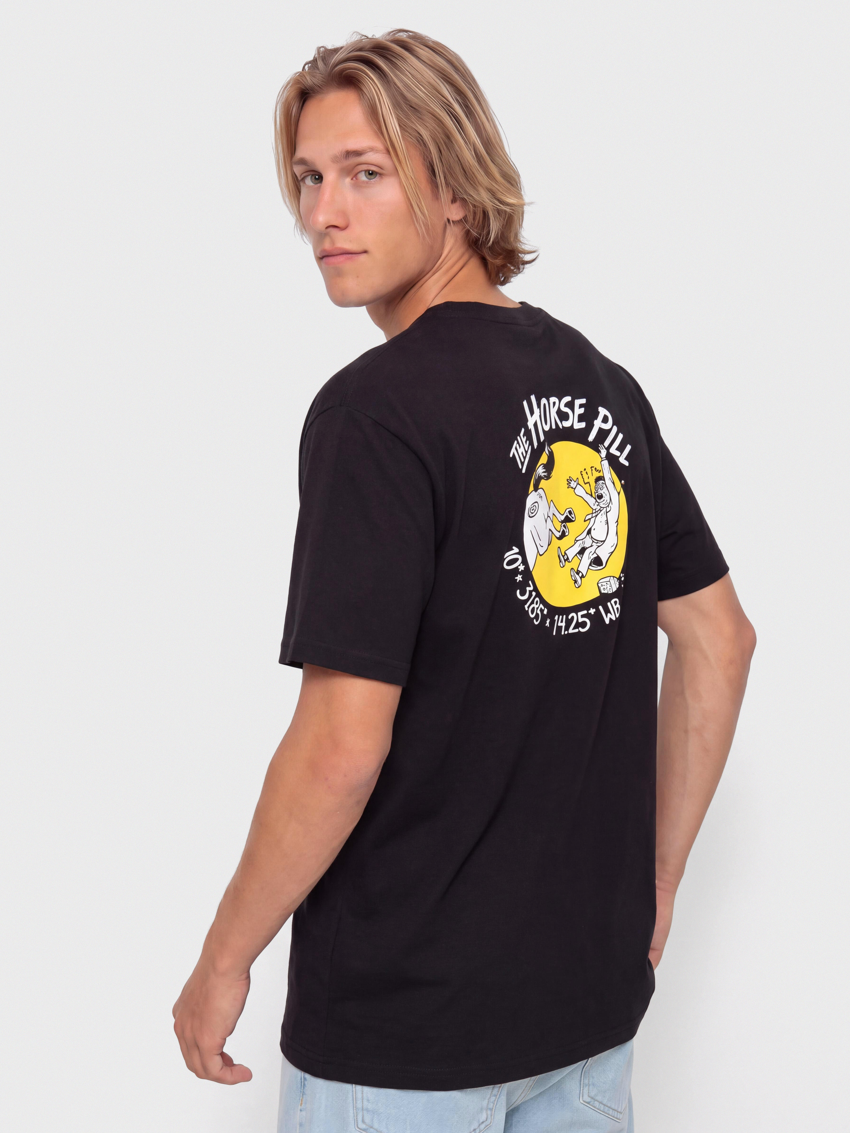 Antihero Horse Pill T-Shirt (black w/yellow&white prints)