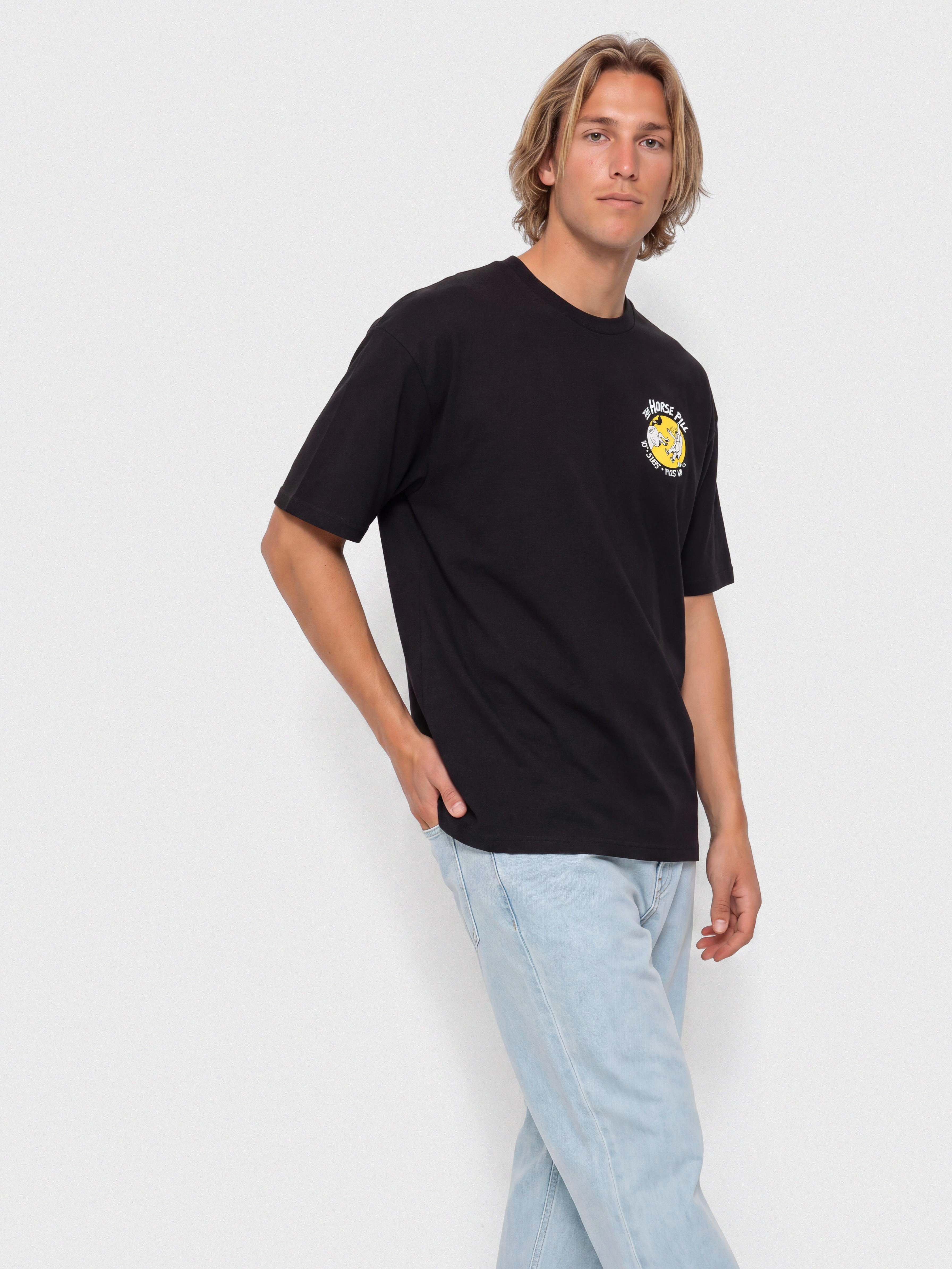 Antihero Horse Pill T-Shirt (black w/yellow&white prints)