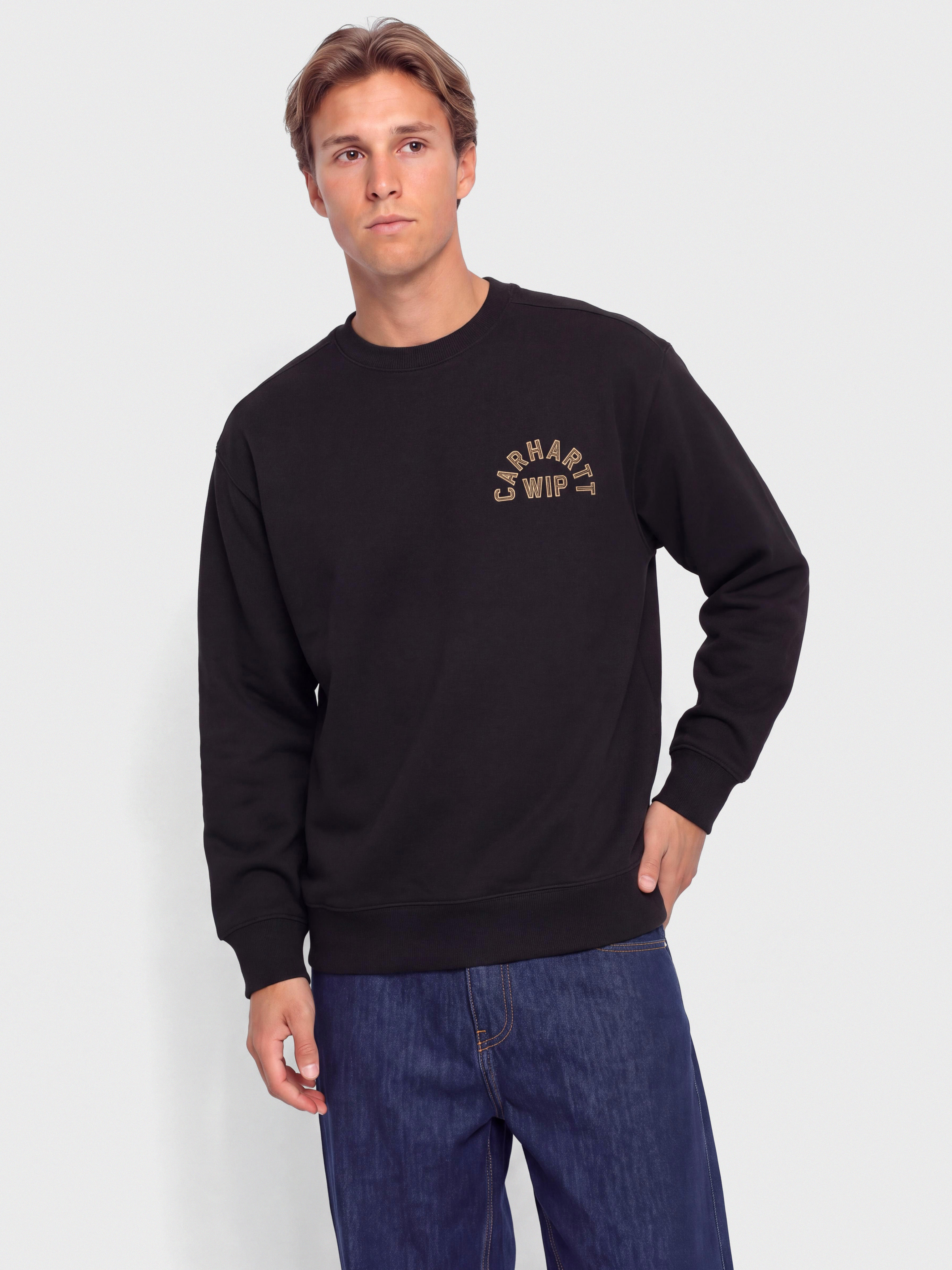 Carhartt WIP Sweatshirt Arch Script (black/hamilton brown/stone washed)